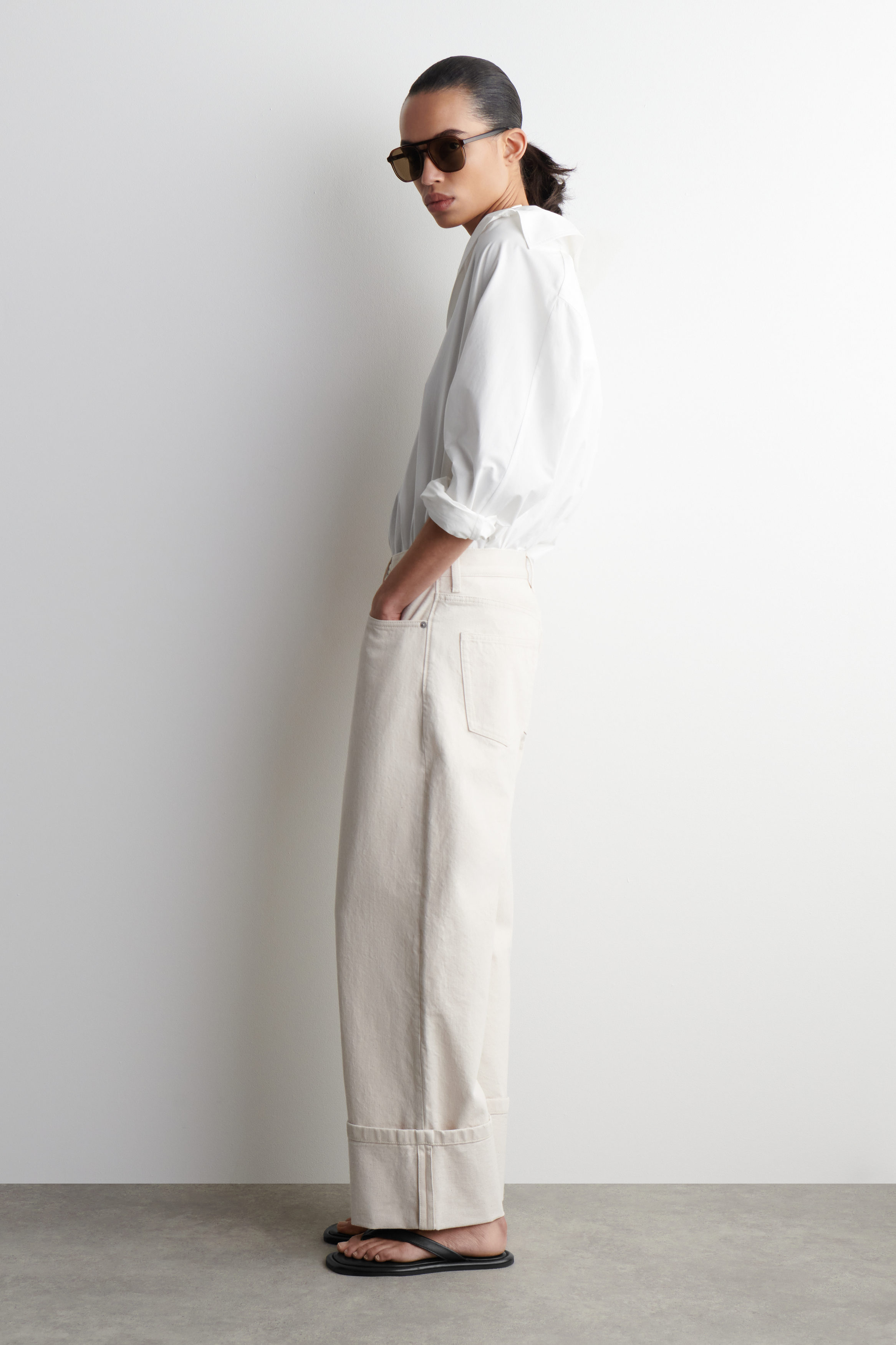 Facade Turn-Up Straight-Leg Jeans