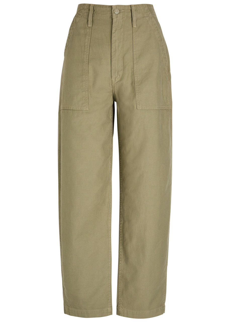 Fangirl Fatigue Flood Barrel-Leg Cotton Trousers