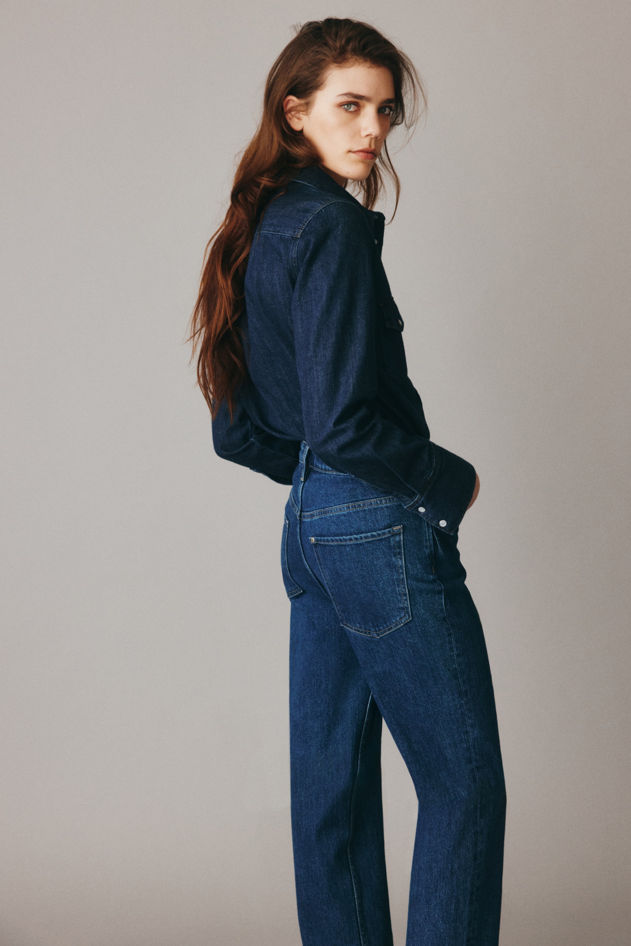 Slim Straight High Ankle Jeans - Denim Blue