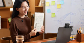 You can pair a tiny wireless mic to this 4K webcam