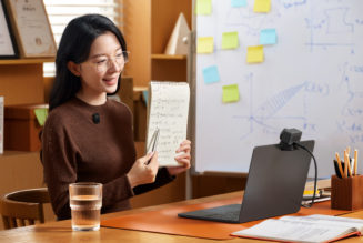 You can pair a tiny wireless mic to this 4K webcam