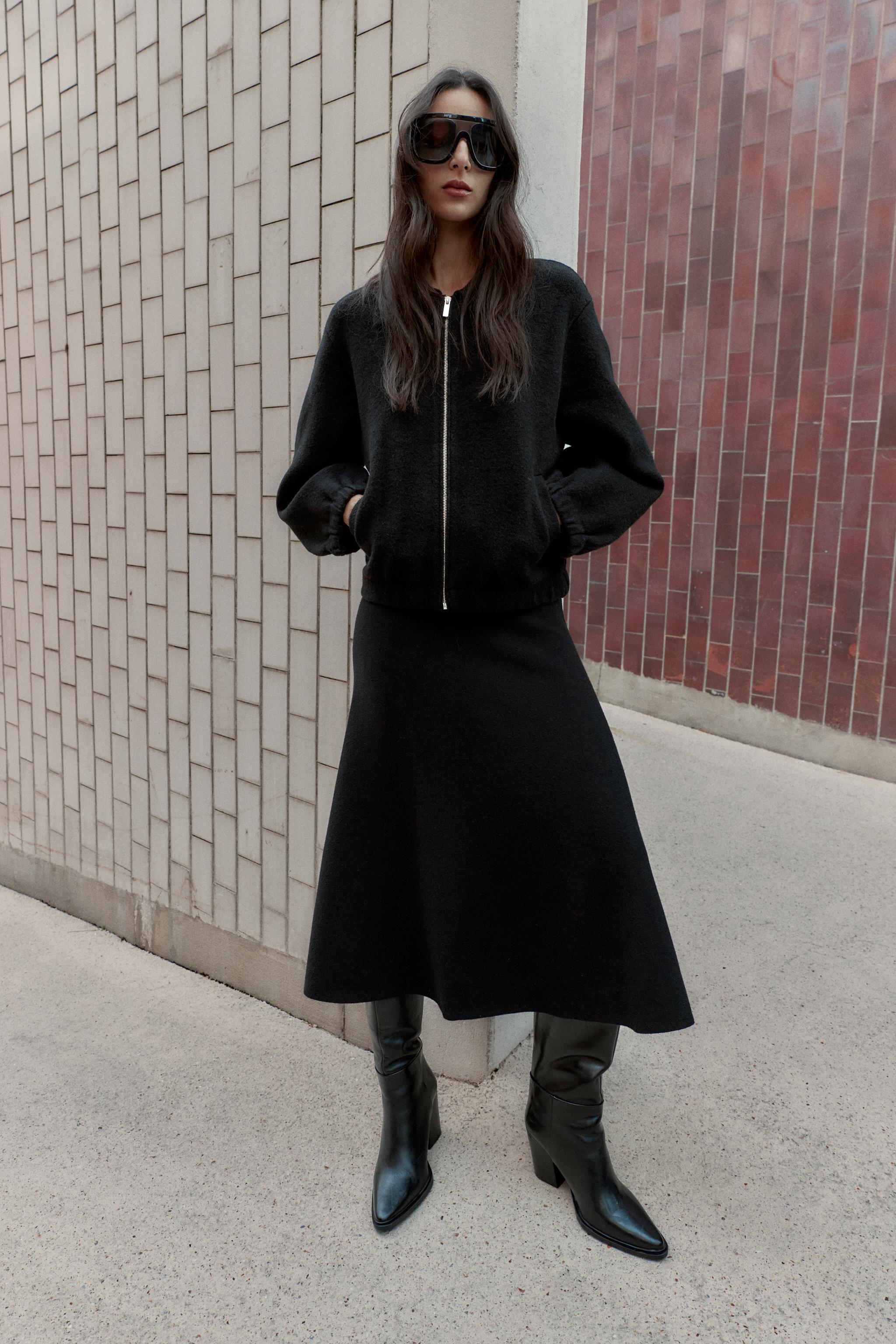 Zip-Up Knit Bomber Jacket