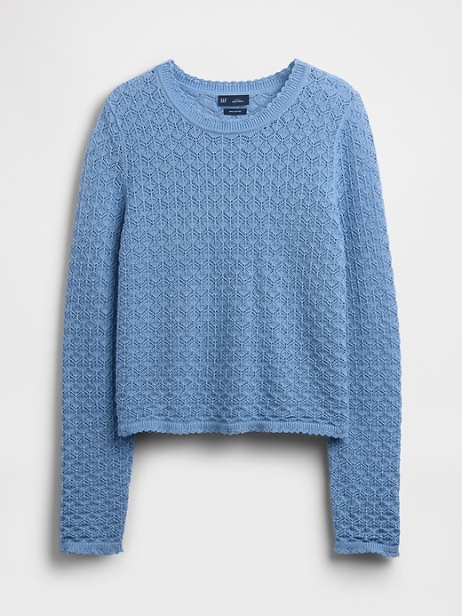 100% Cotton Pointelle Crop Sweater
