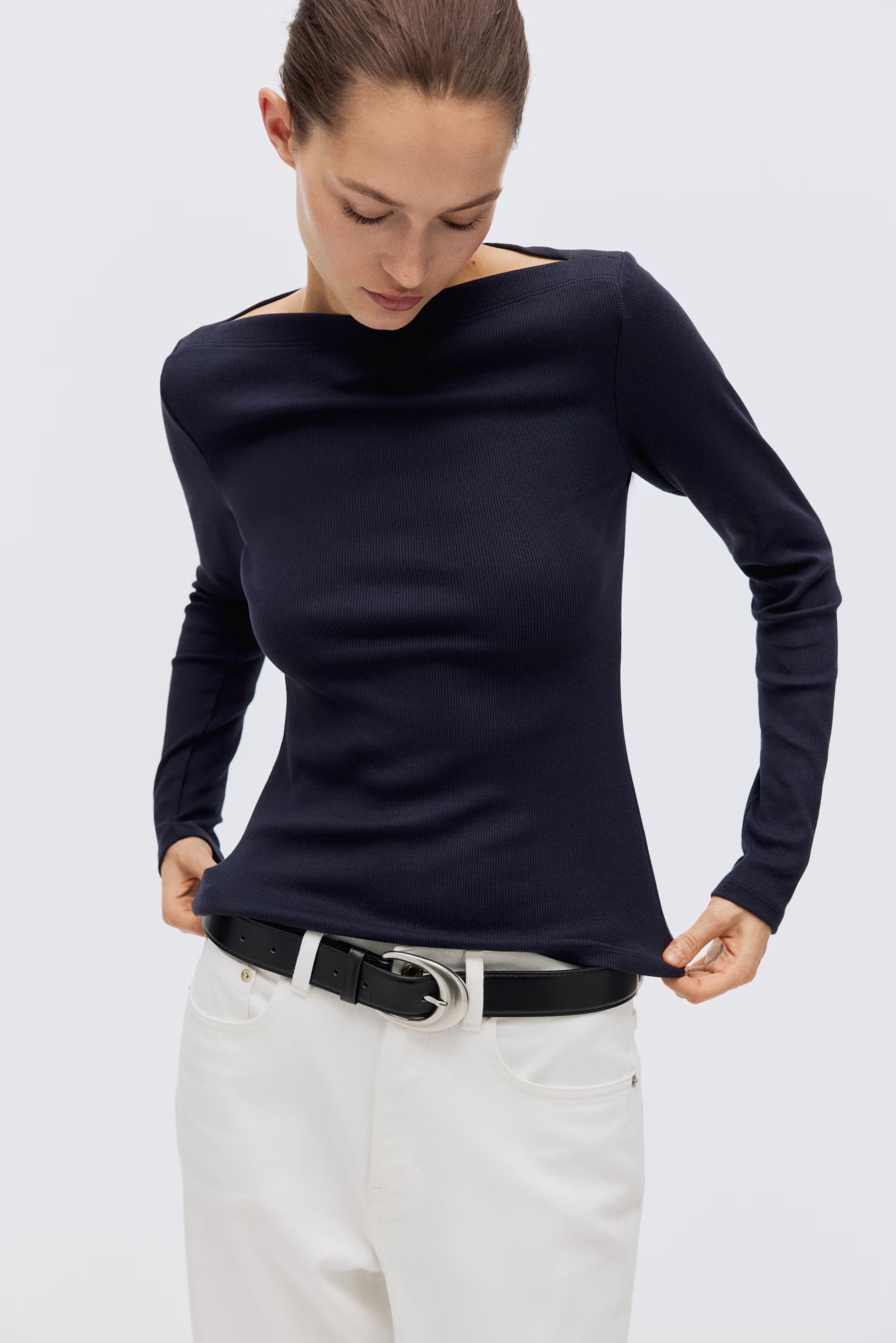 h&amp;amp;m, Ribbed Boat-Neck Top