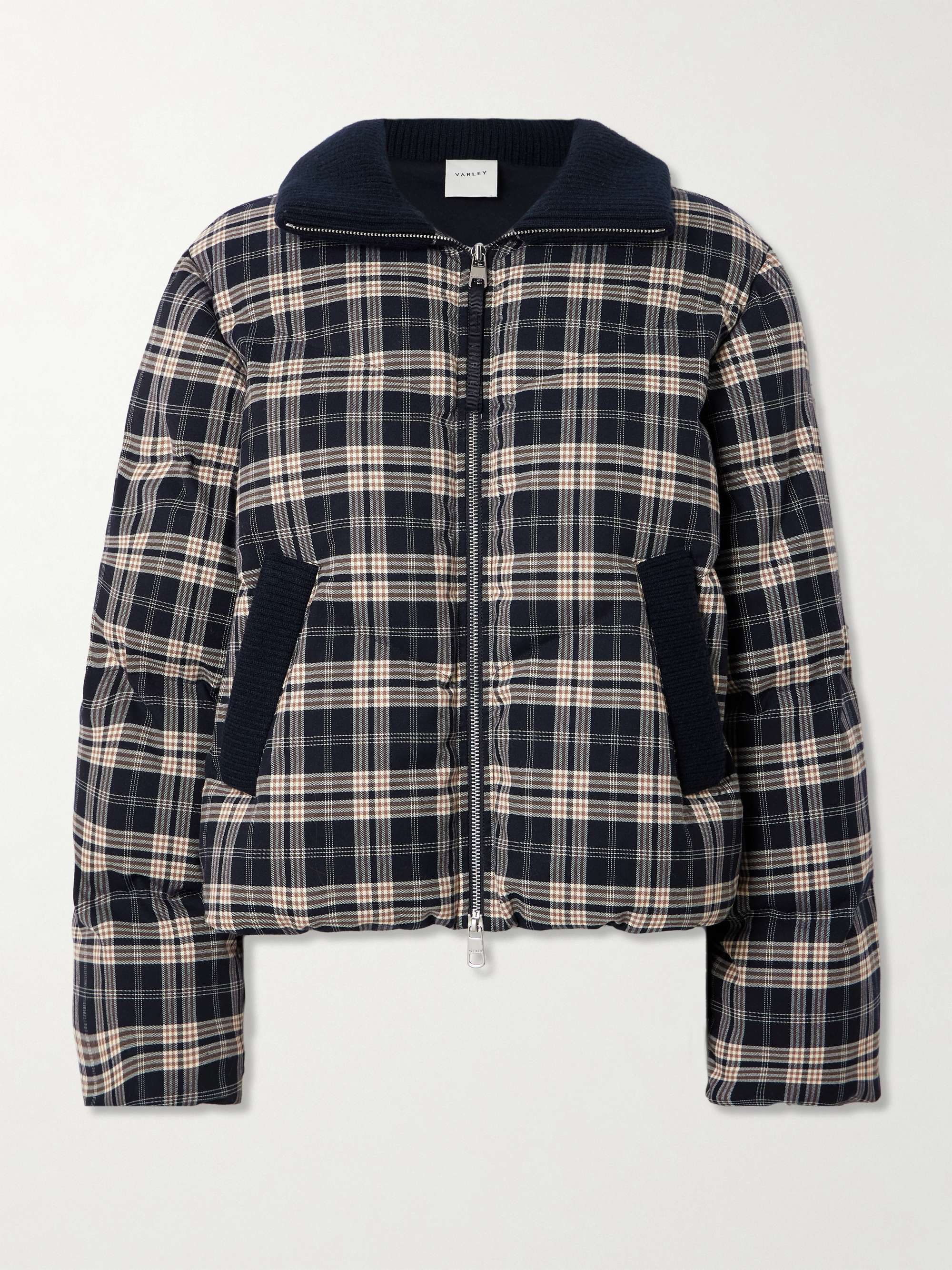 Bryony Ribbed Knit-Trimmed Quilted Checked Ski Jacket