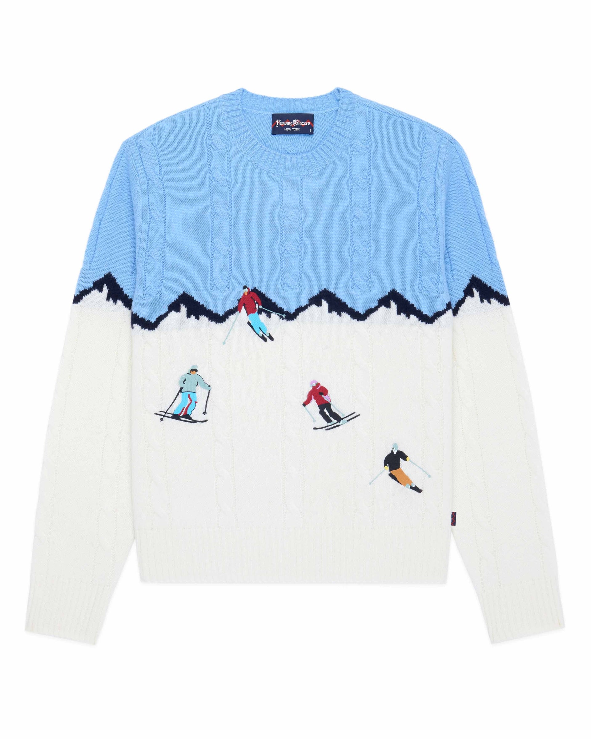 Men's Cashmere Apres Skis Cable Knit Sweater Blue Multi - Blue Multi / Xs