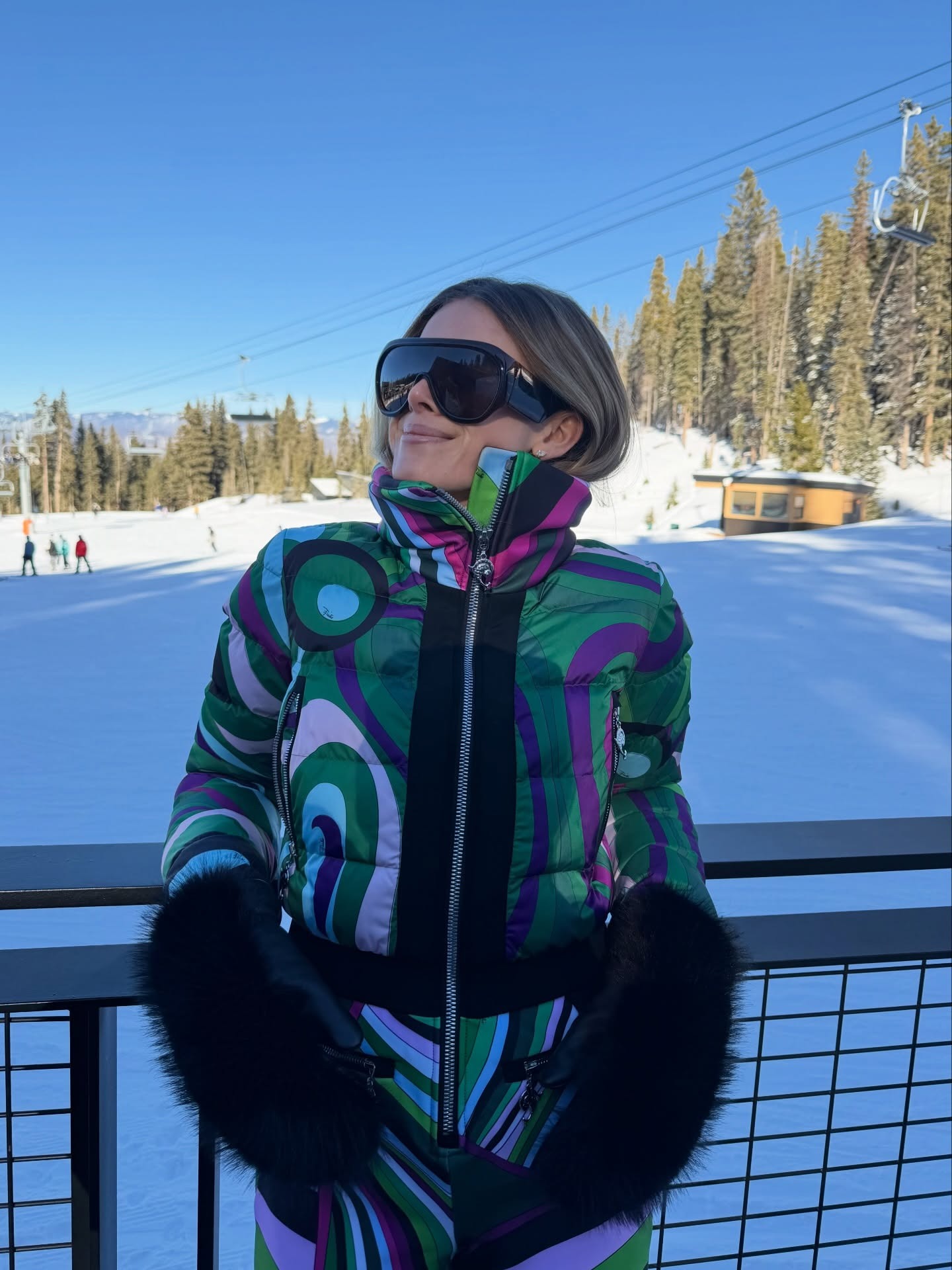 Hadley Greene wears a Pucci ski outfit.