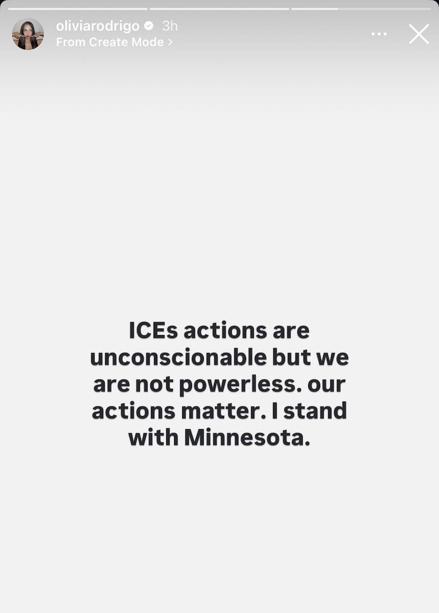 olivia rodrigo instagram ice Alex Pretti minnesota minneapolis story post