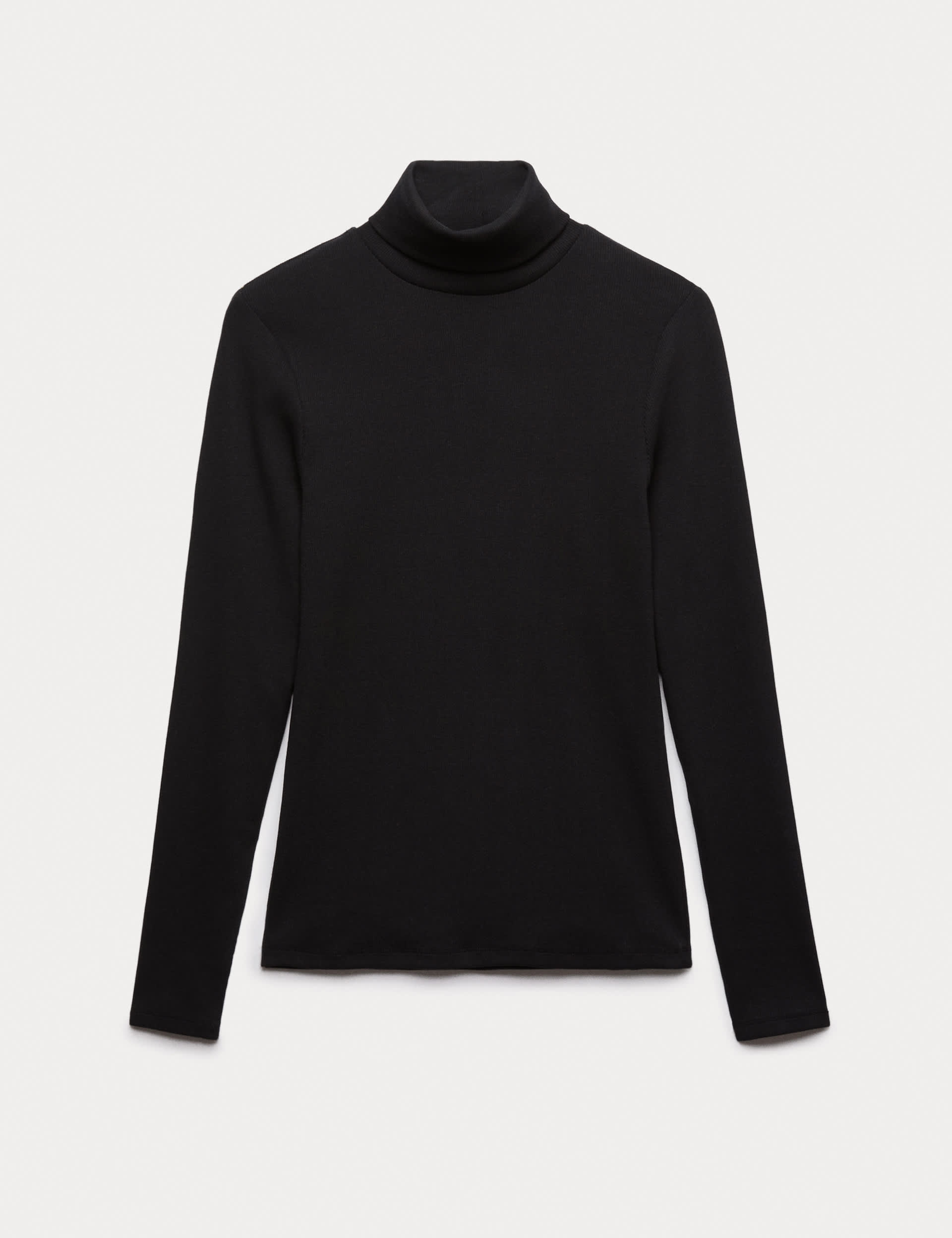 Cotton Rich Ribbed Funnel Neck Top