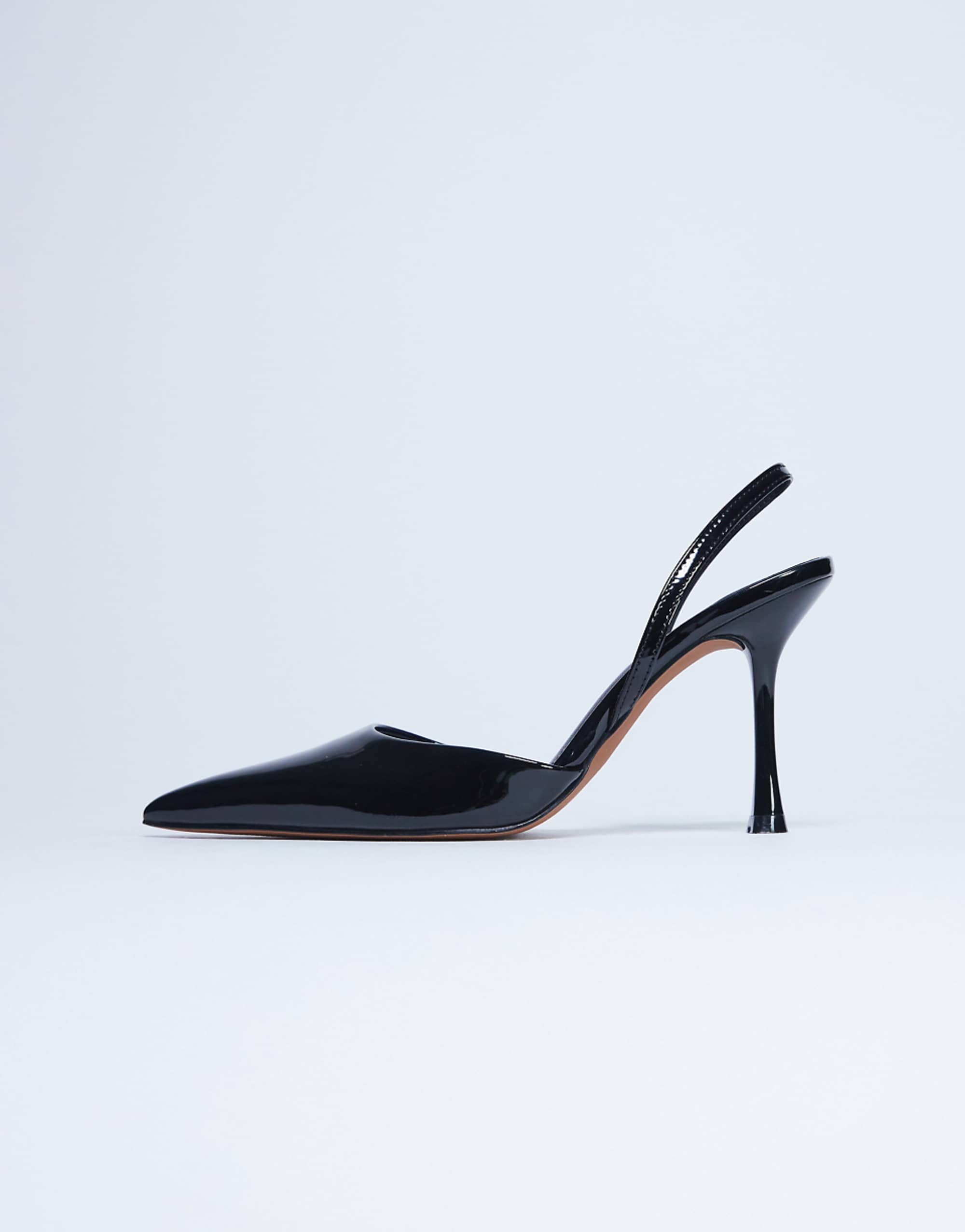 Topshop Angel Heeled Court Shoe in Black Patent
