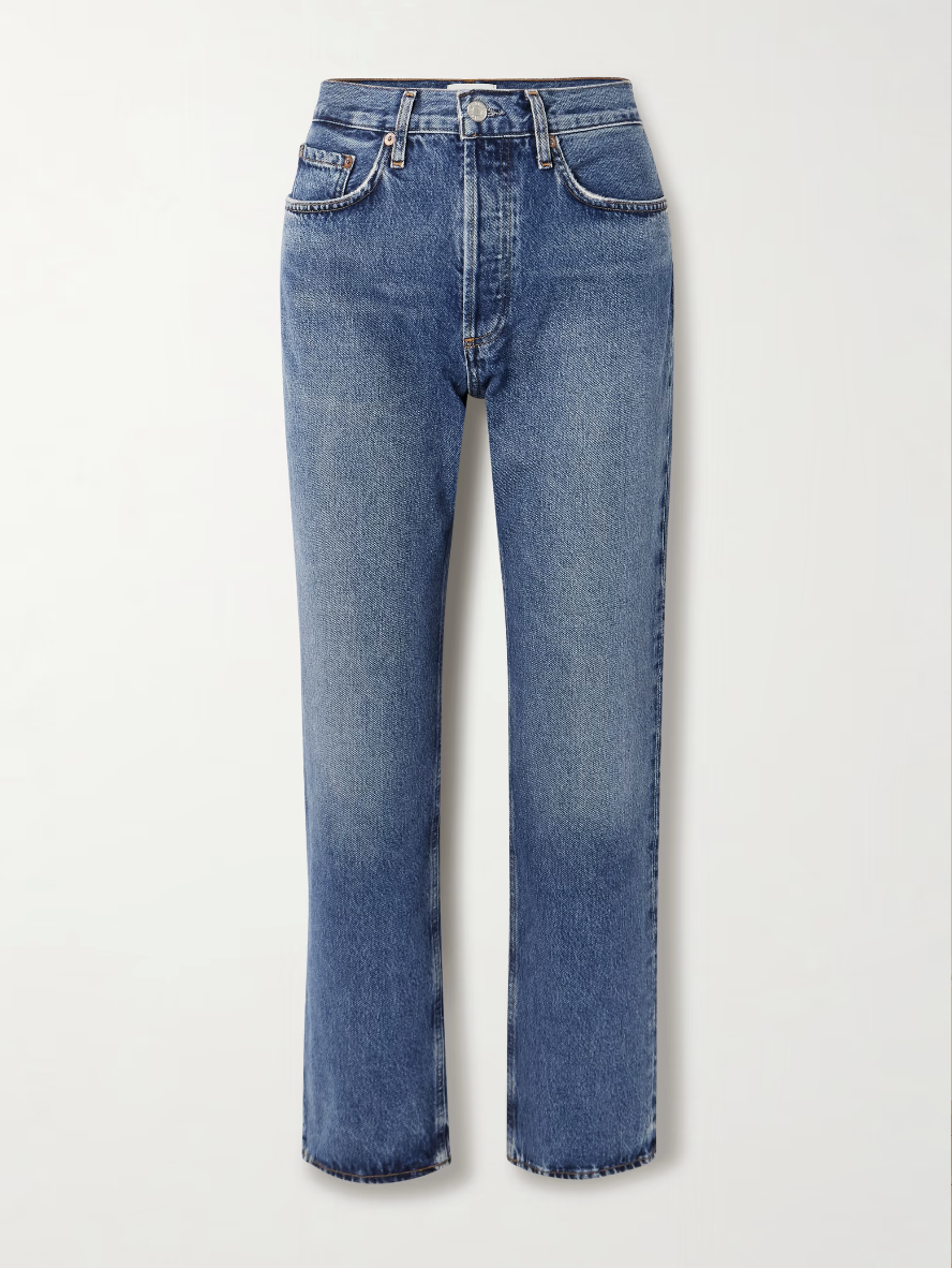 AGOLDE Lana distressed mid-rise straight-leg jeans