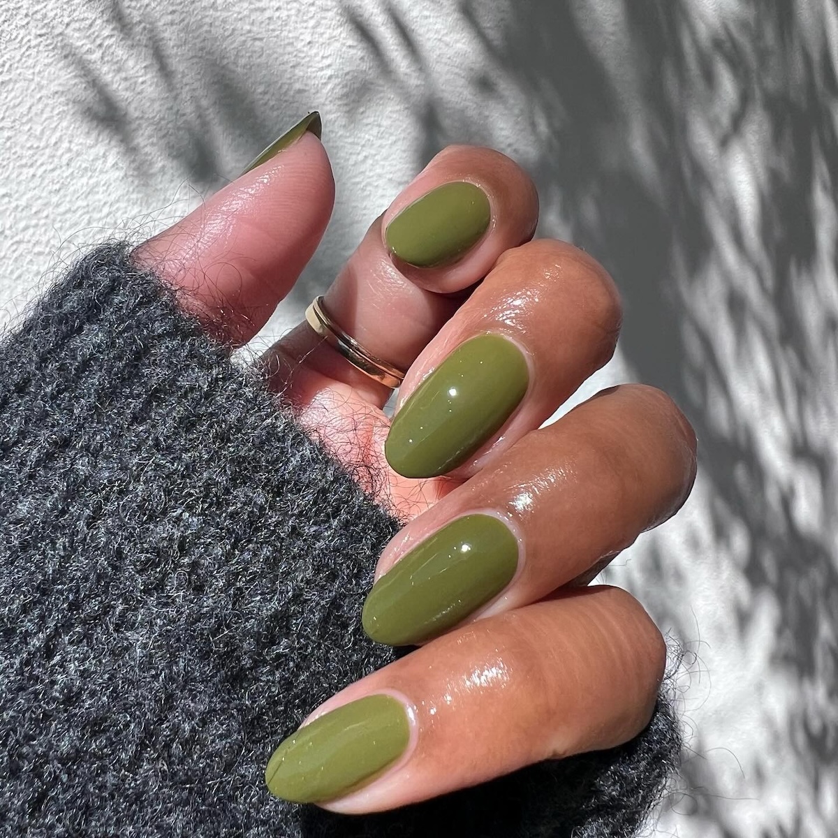 An olive manicure