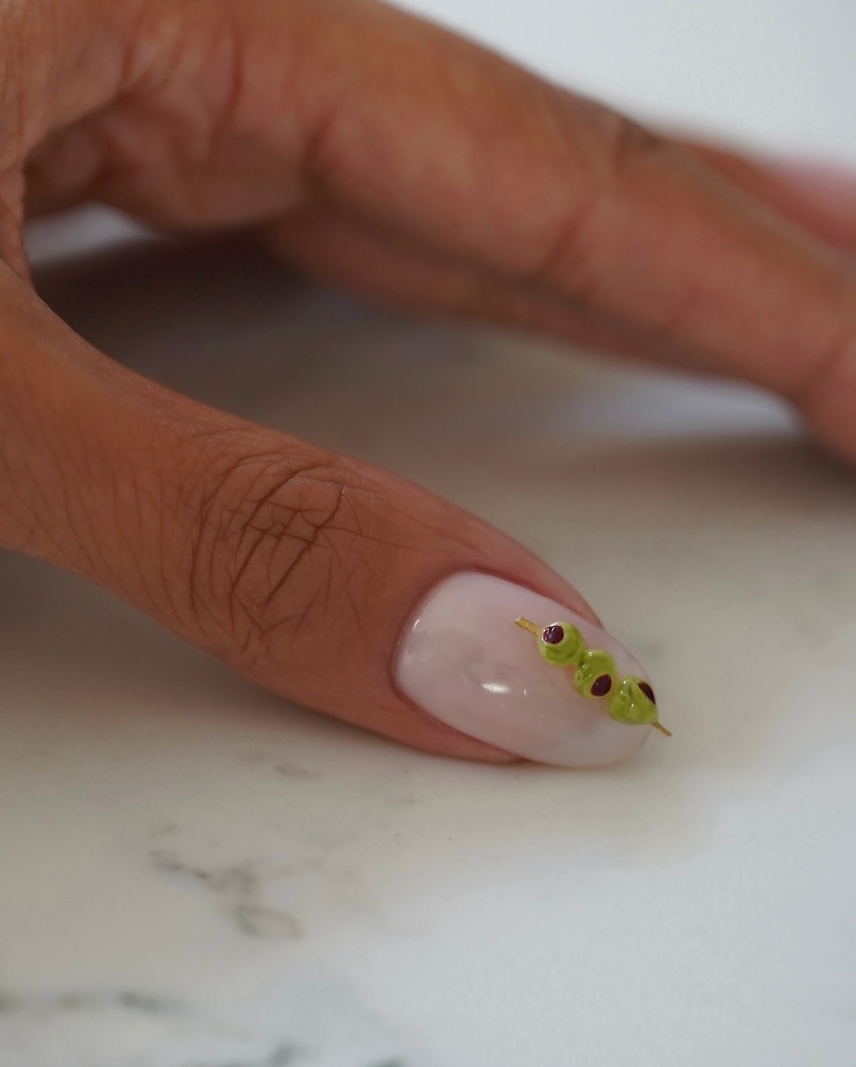 dirty martini 3D nail art