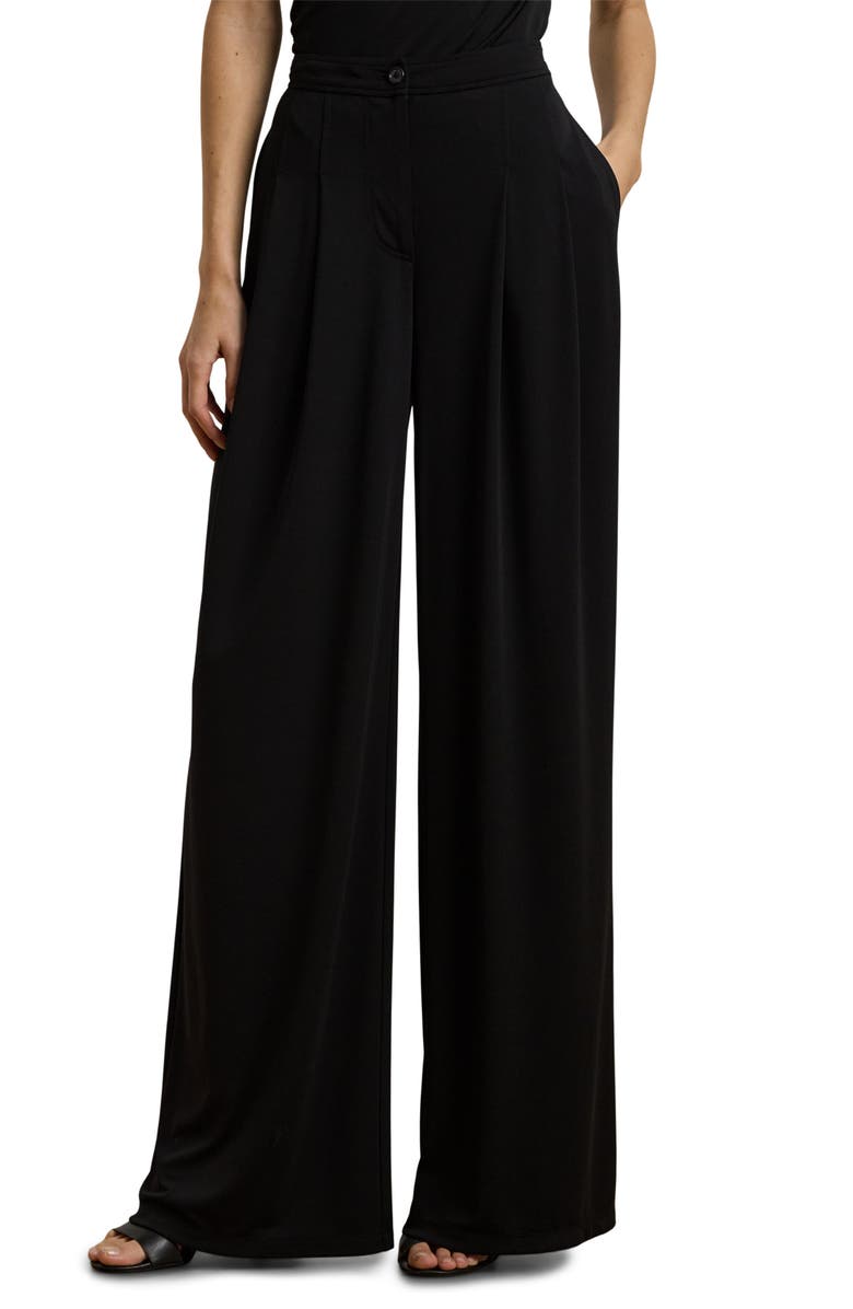 Pleated Wide Leg Knit Pants