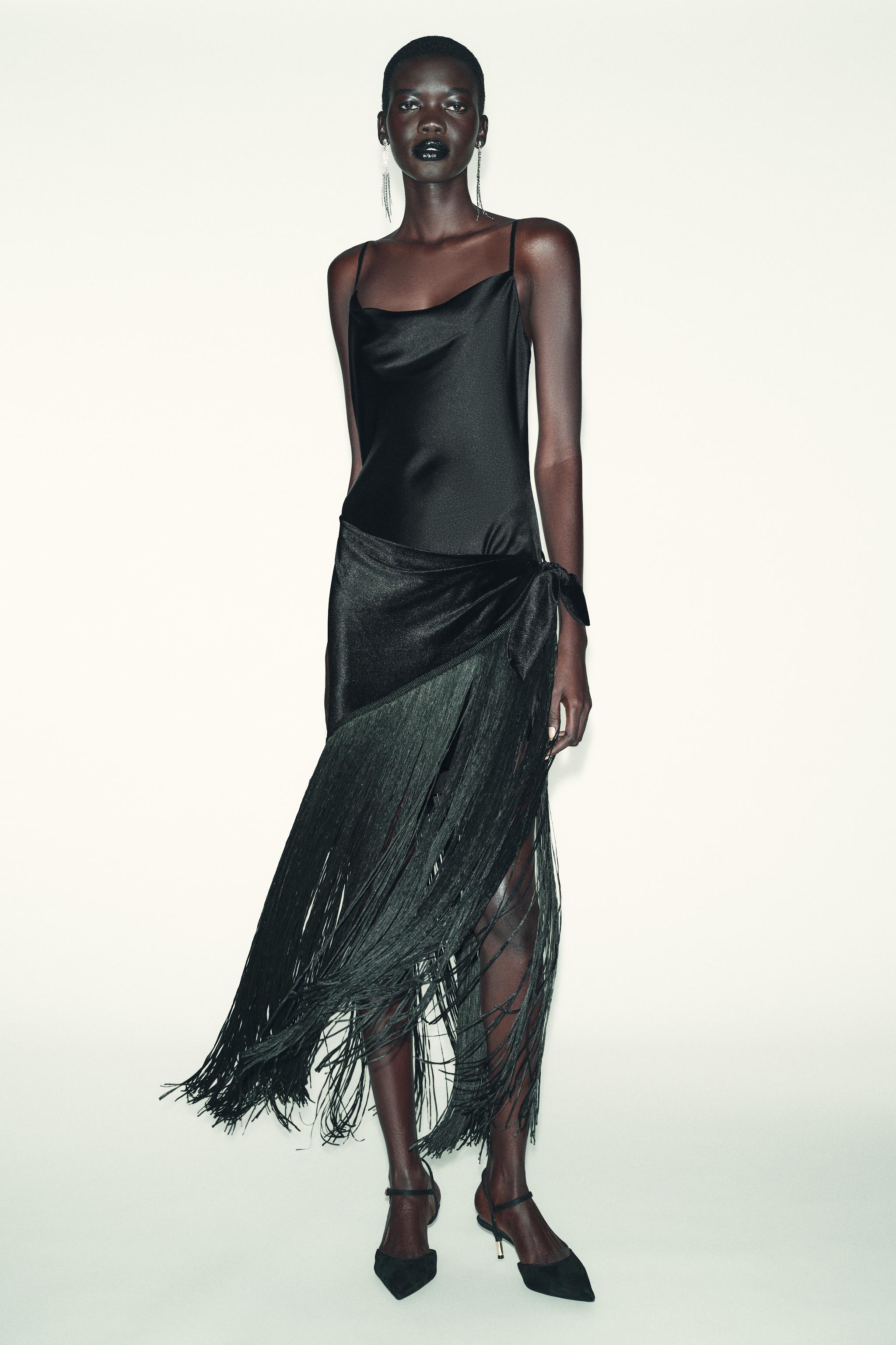 Combination Fringe Long Dress