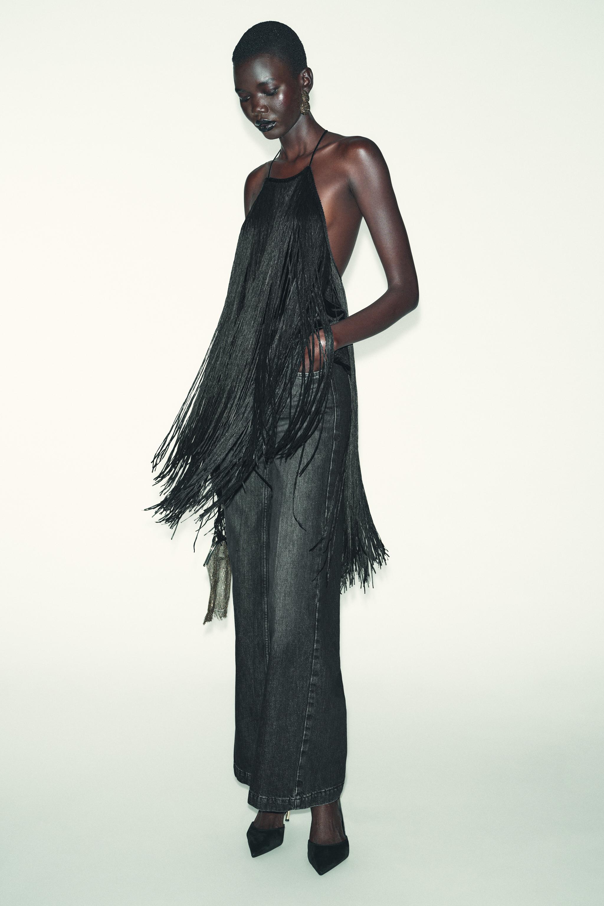 Fringed Velvet Halter Top