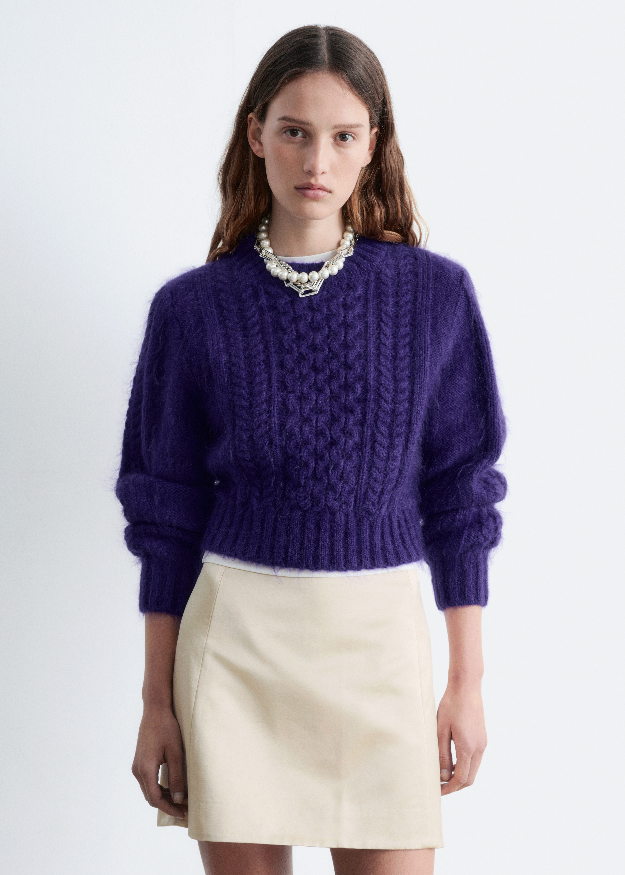 Cropped Cable-Knit Jumper