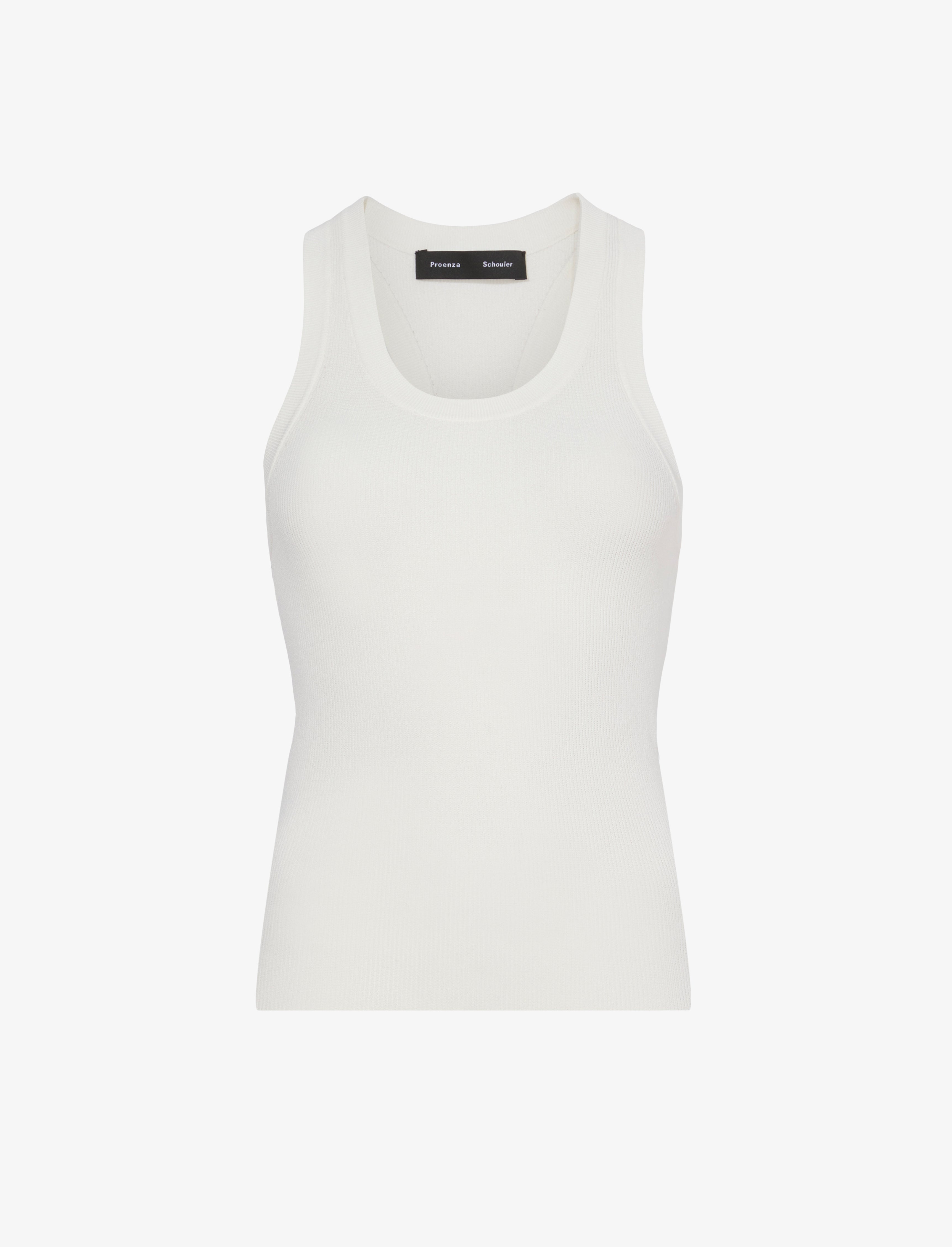 Proenza Schouler Roberts Knit Tank in Matte Viscose Rib - White | Proenza Schouler Official Site