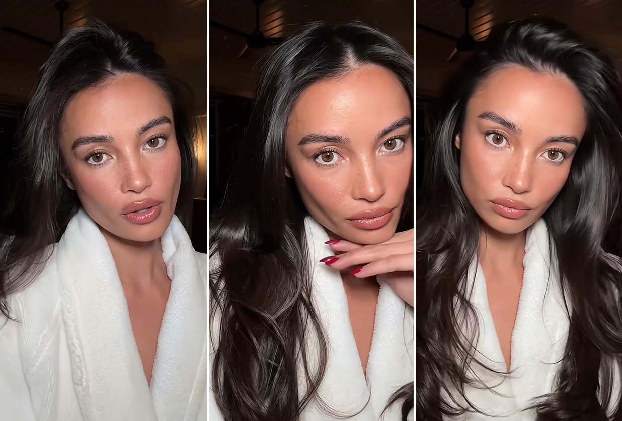 Kelsey Merritt with a completed makeup look in her tutorial posted to TikTok.