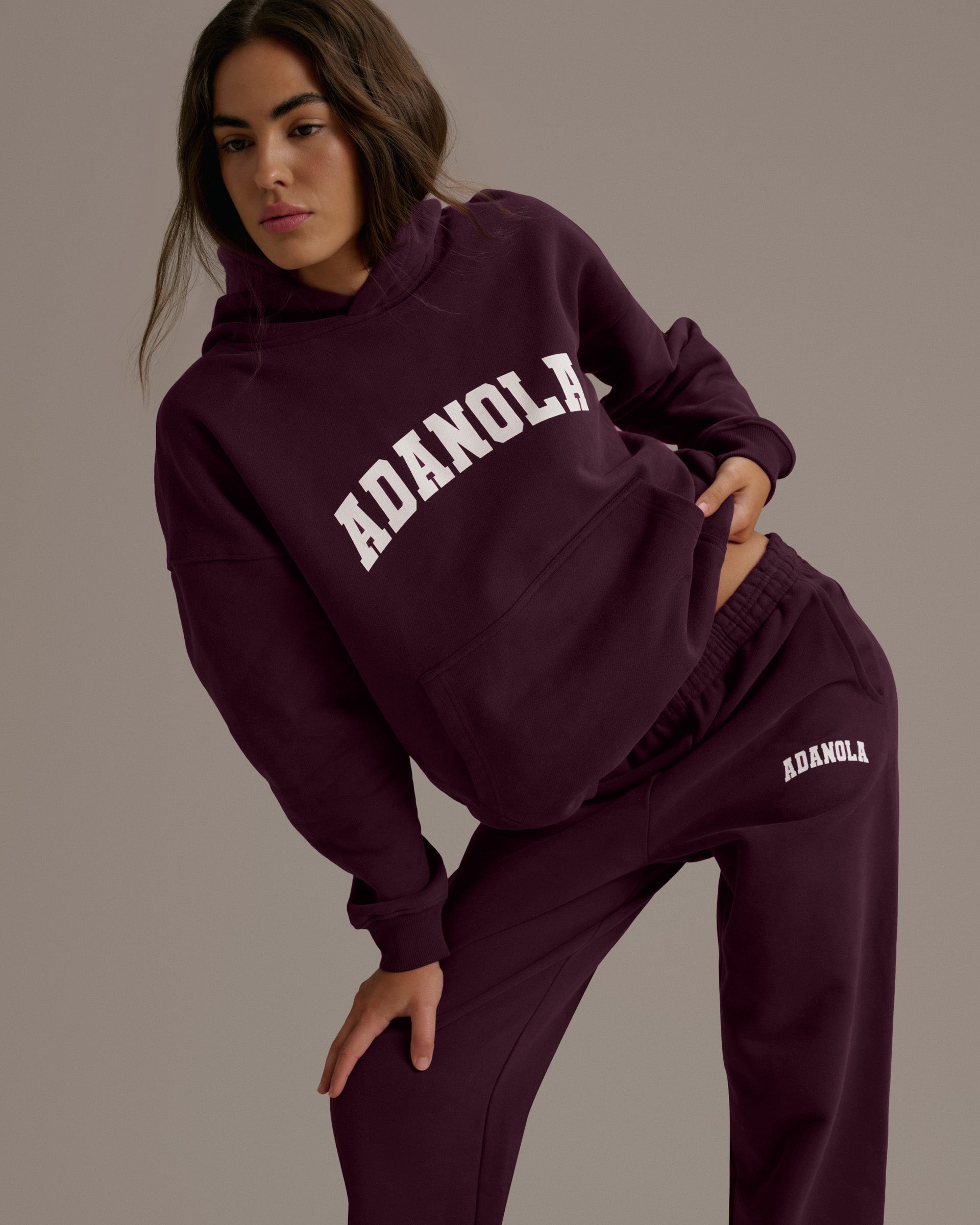 Varsity Oversized Hoodie - Dark Cherry/marshmallow White