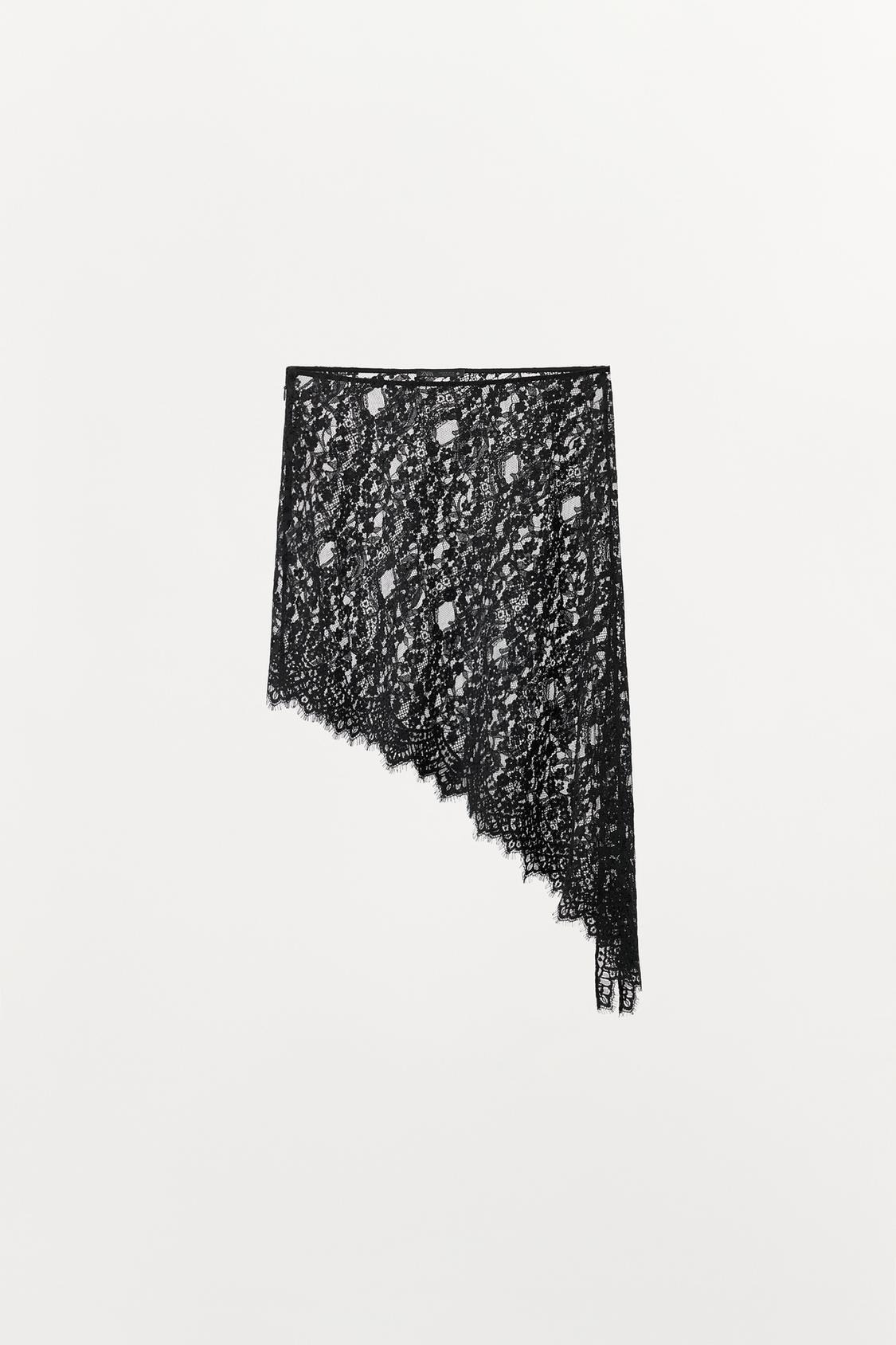 zara, Asymmetrical Lace Midi Skirt