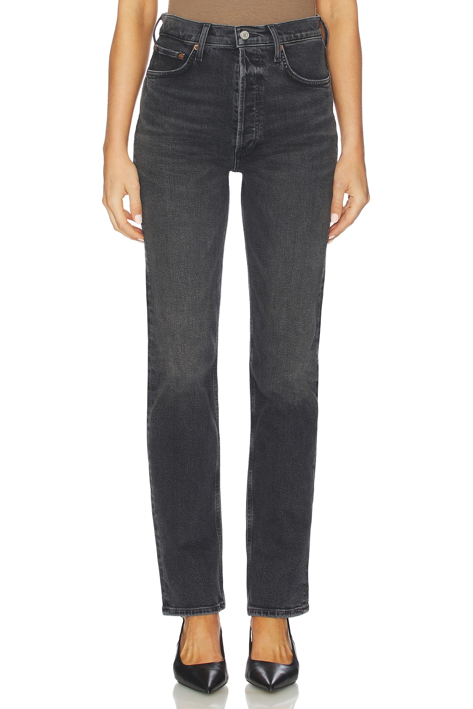 90s Pinch Waist High Rise Long Straight Jeans