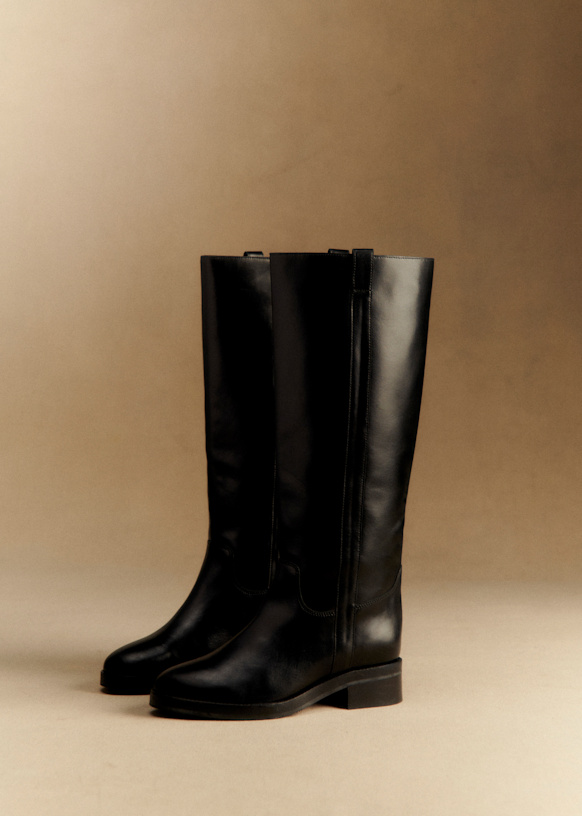 Bridget Knee Boots - Glossy Black - Bovine Leather - S&amp;eacute;zane
