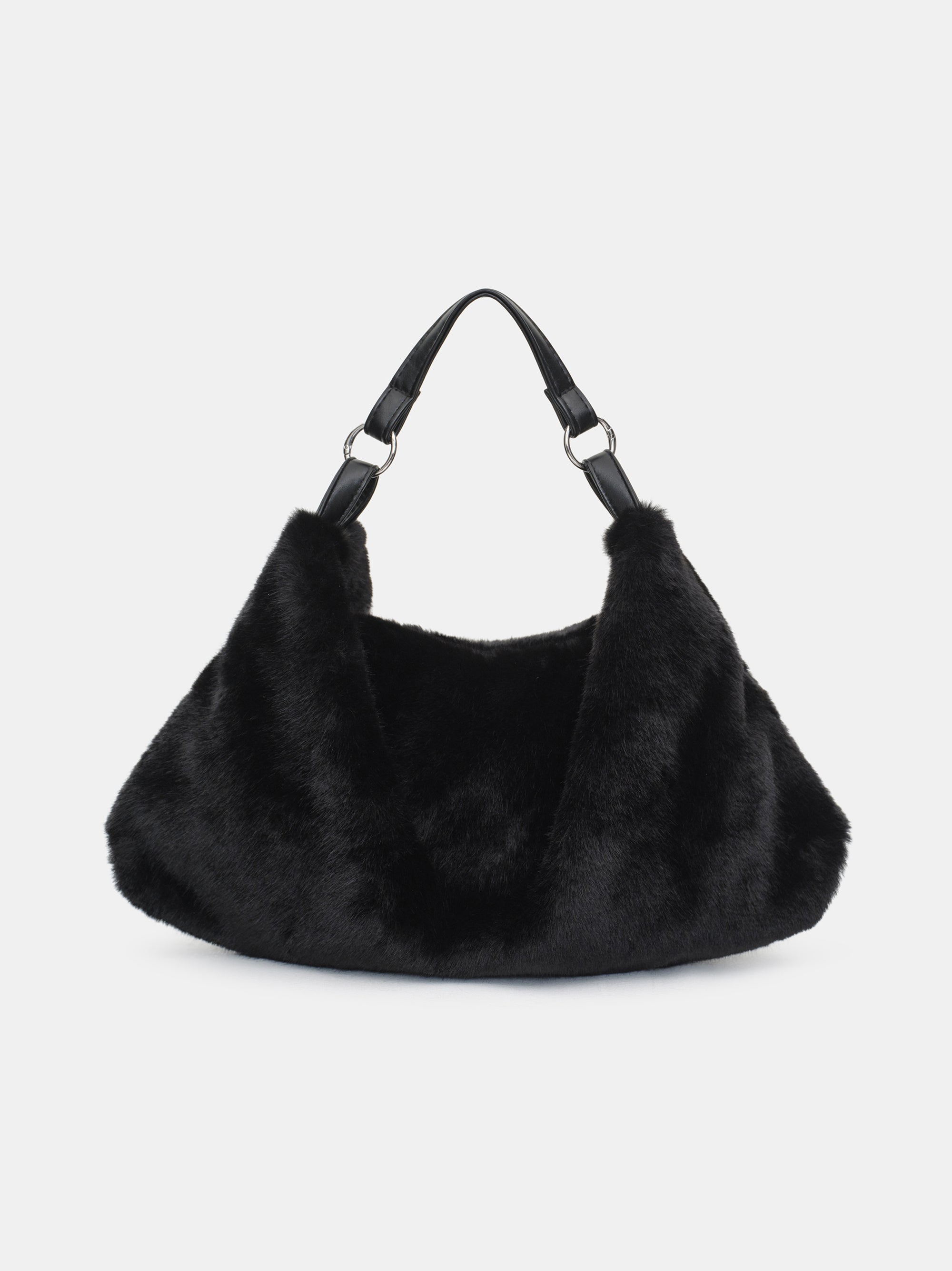 Faux-Fur Draped Tote, Black