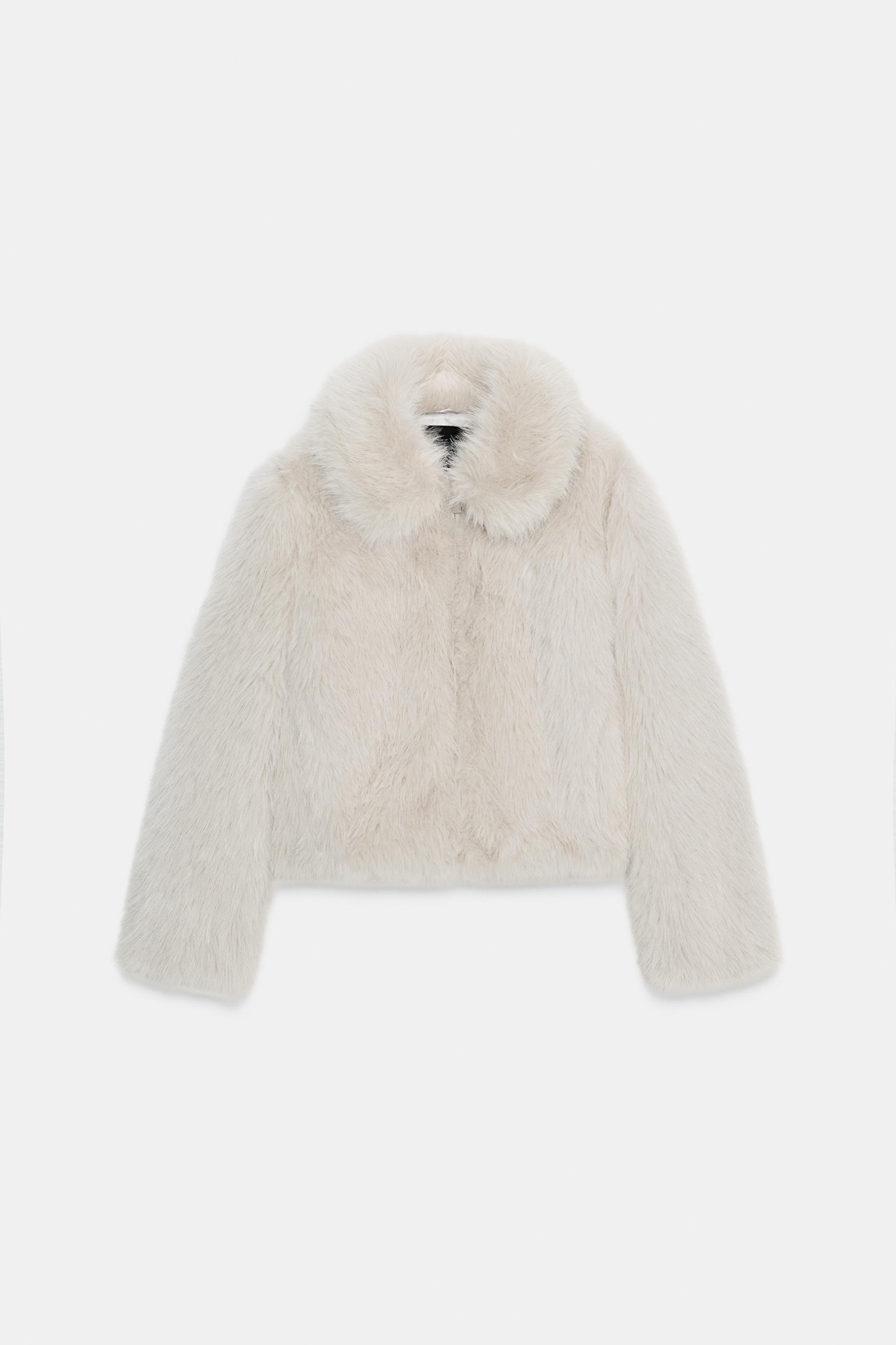 Short Faux Fur Zip-Up Coat