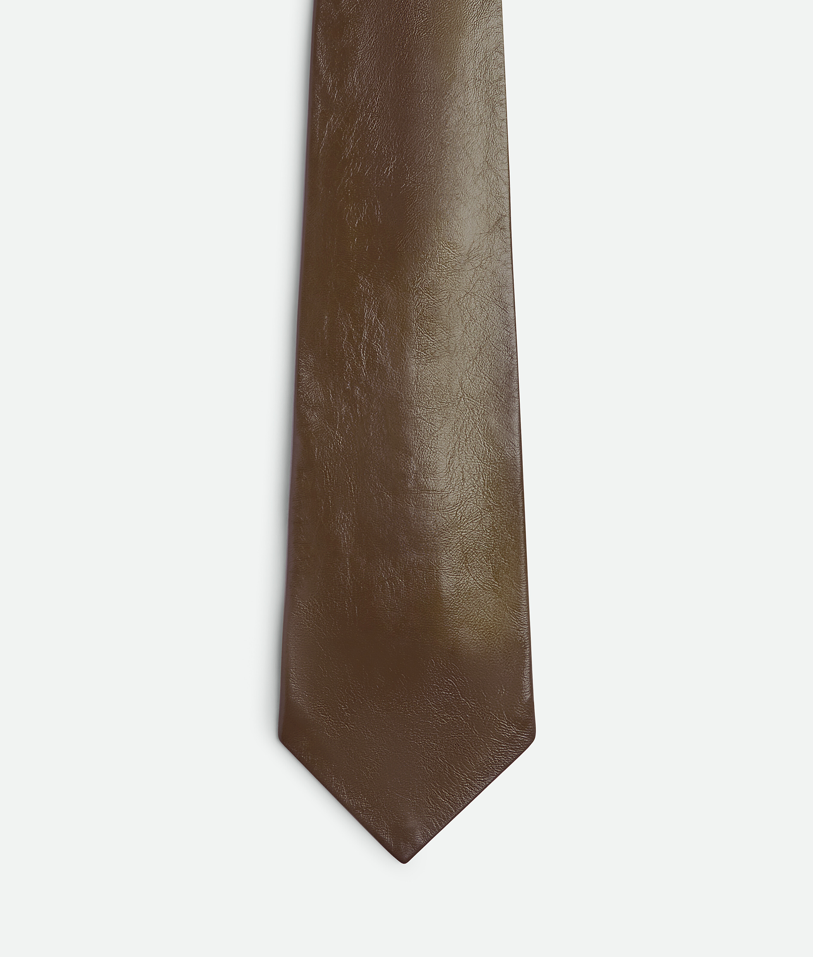 Men's Shiny Leather Tie in Olive