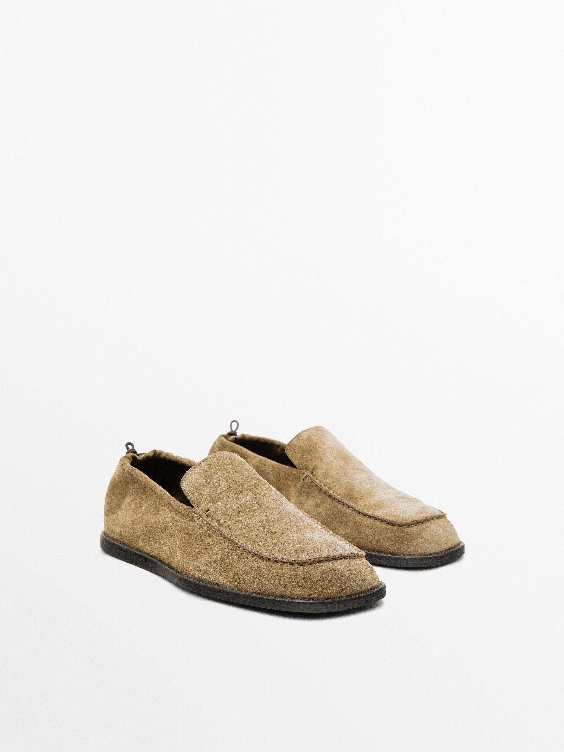 Soft Leather Loafers With Gathered Detail