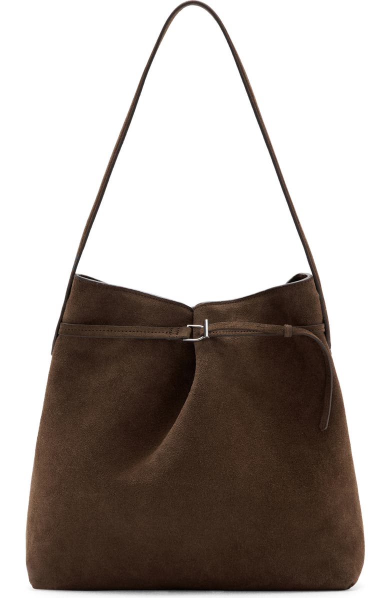 Suede Buckle Bucket Bag