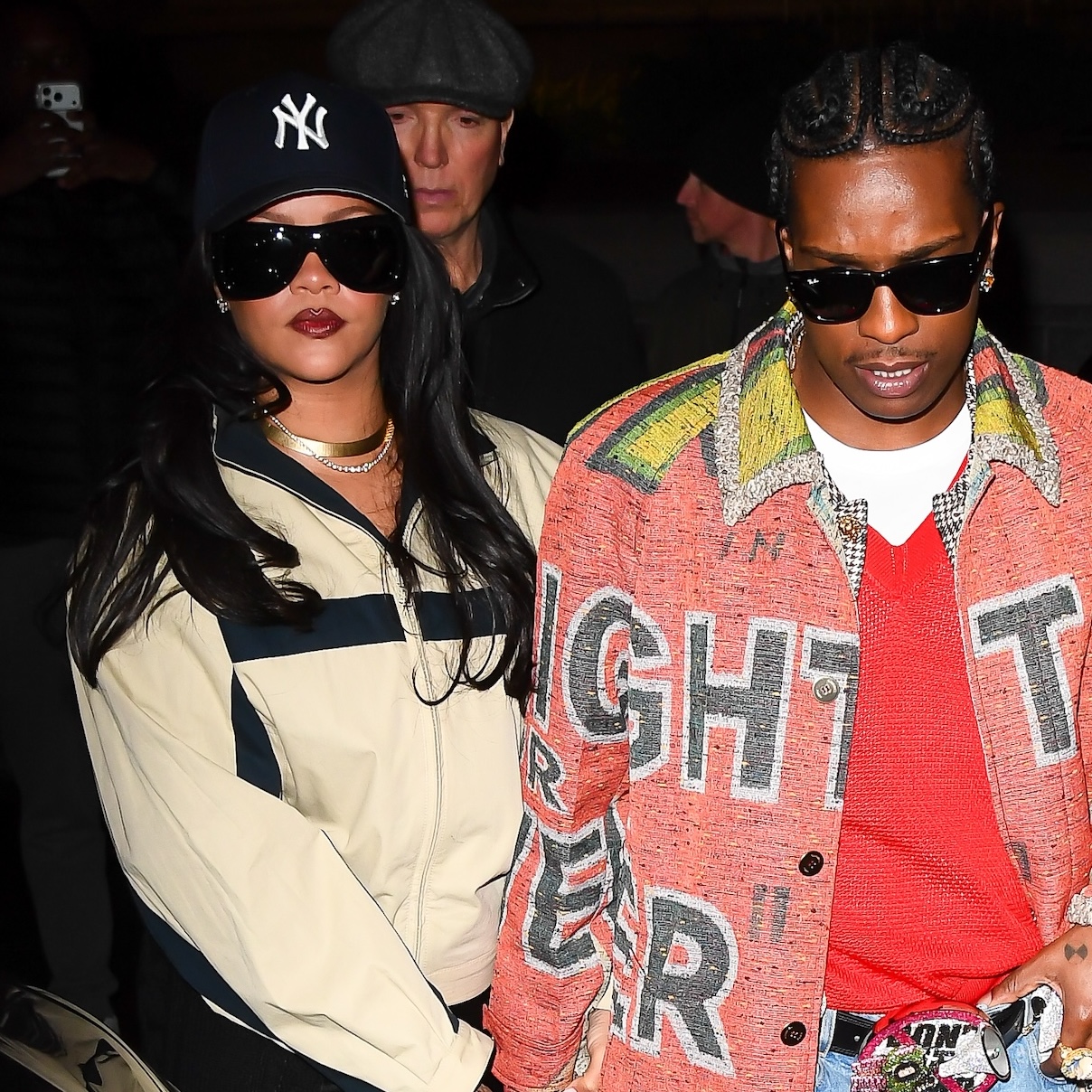 Rihanna wearing berry lipstick in NYC.