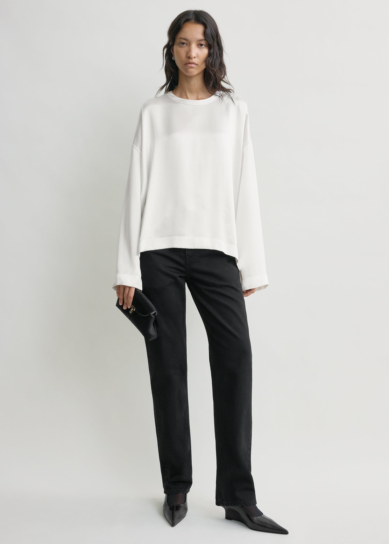 Boxy Satin Top White