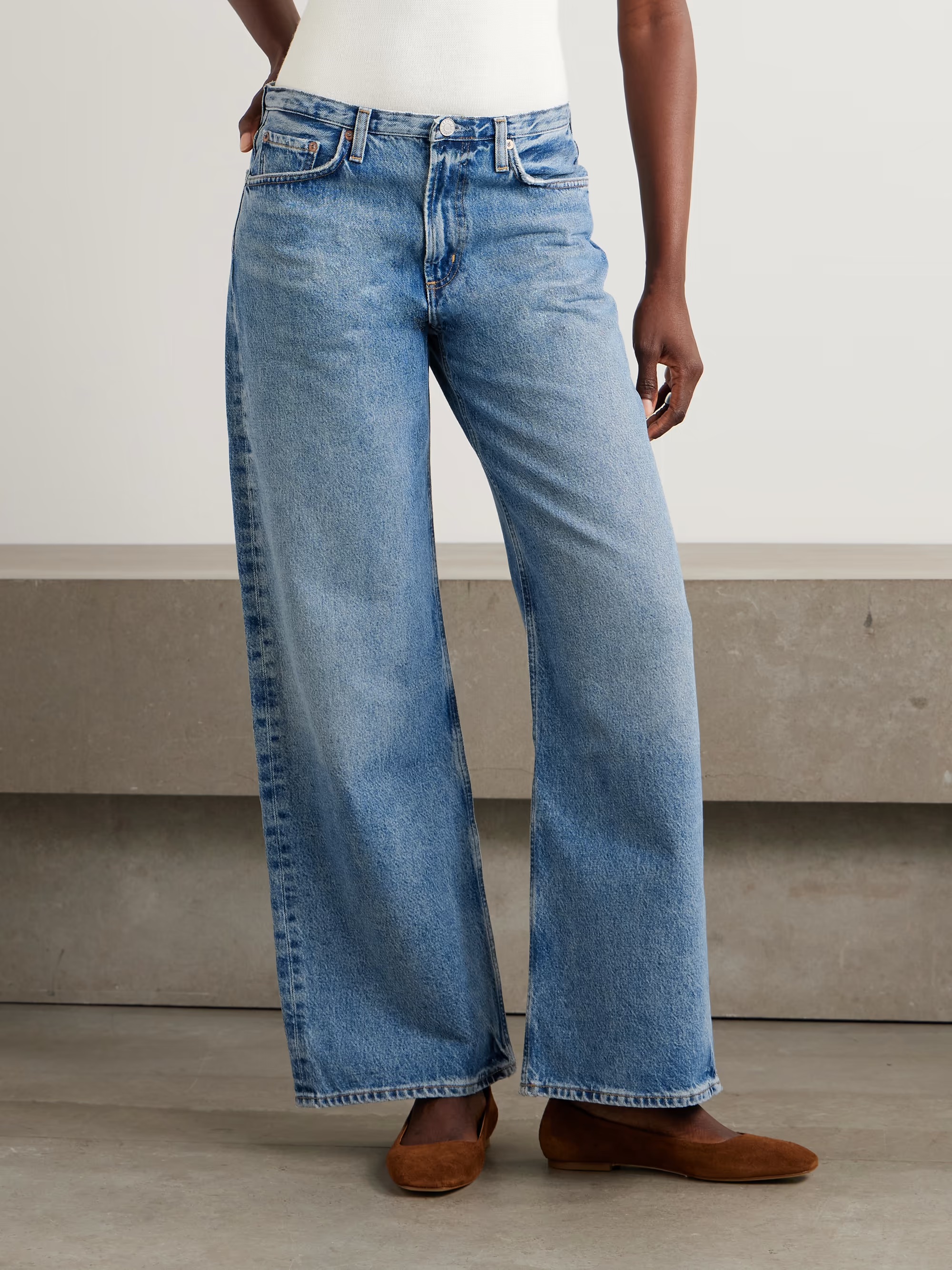 Agolde, Kiera Mid-Rise Wide-Leg Organic Jeans