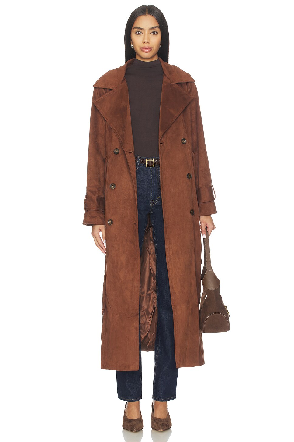 SNDYS, Sutton Faux Suede Trench Coat