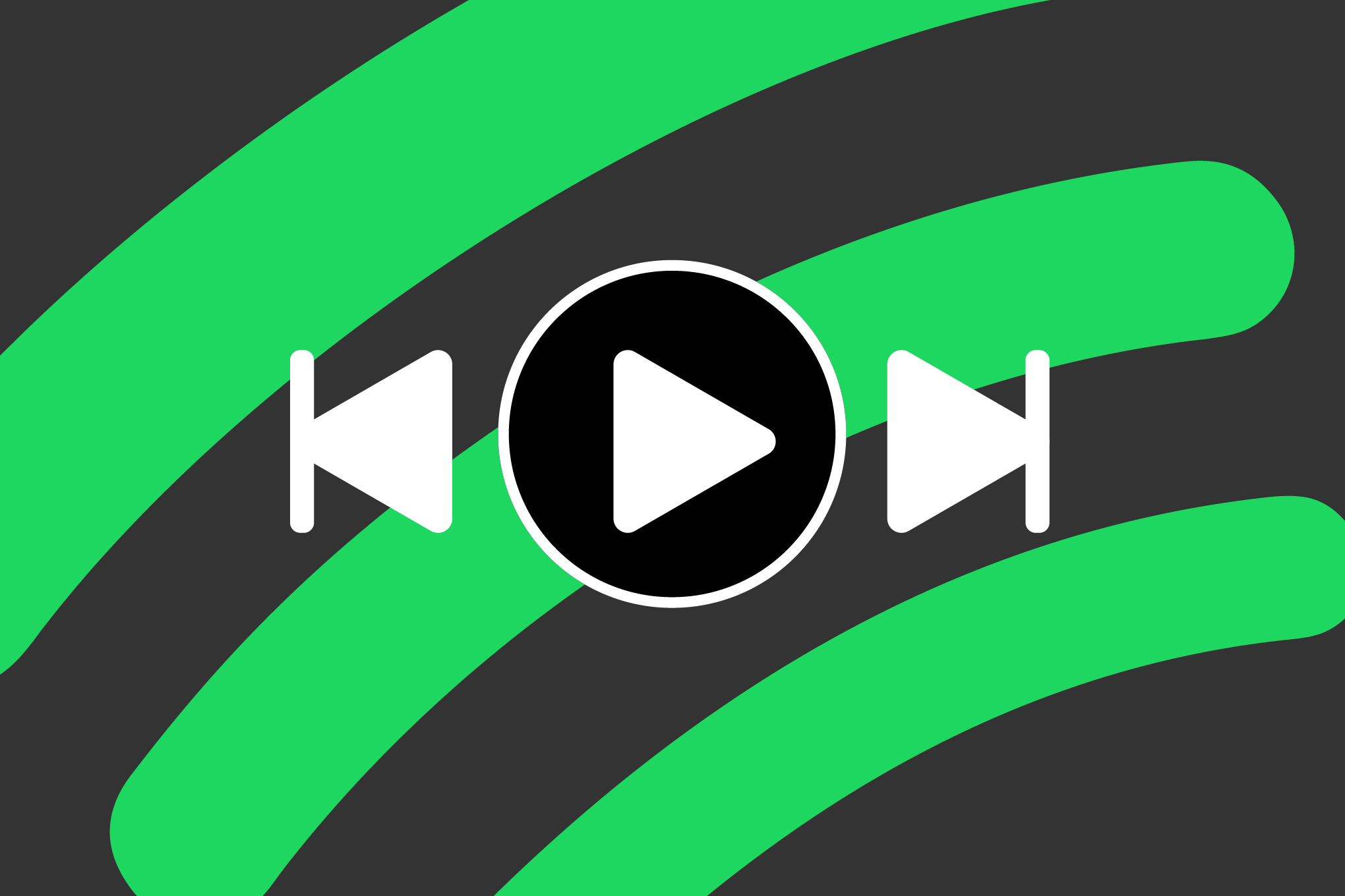 Vector illustration of a play button with the Spotify logo.