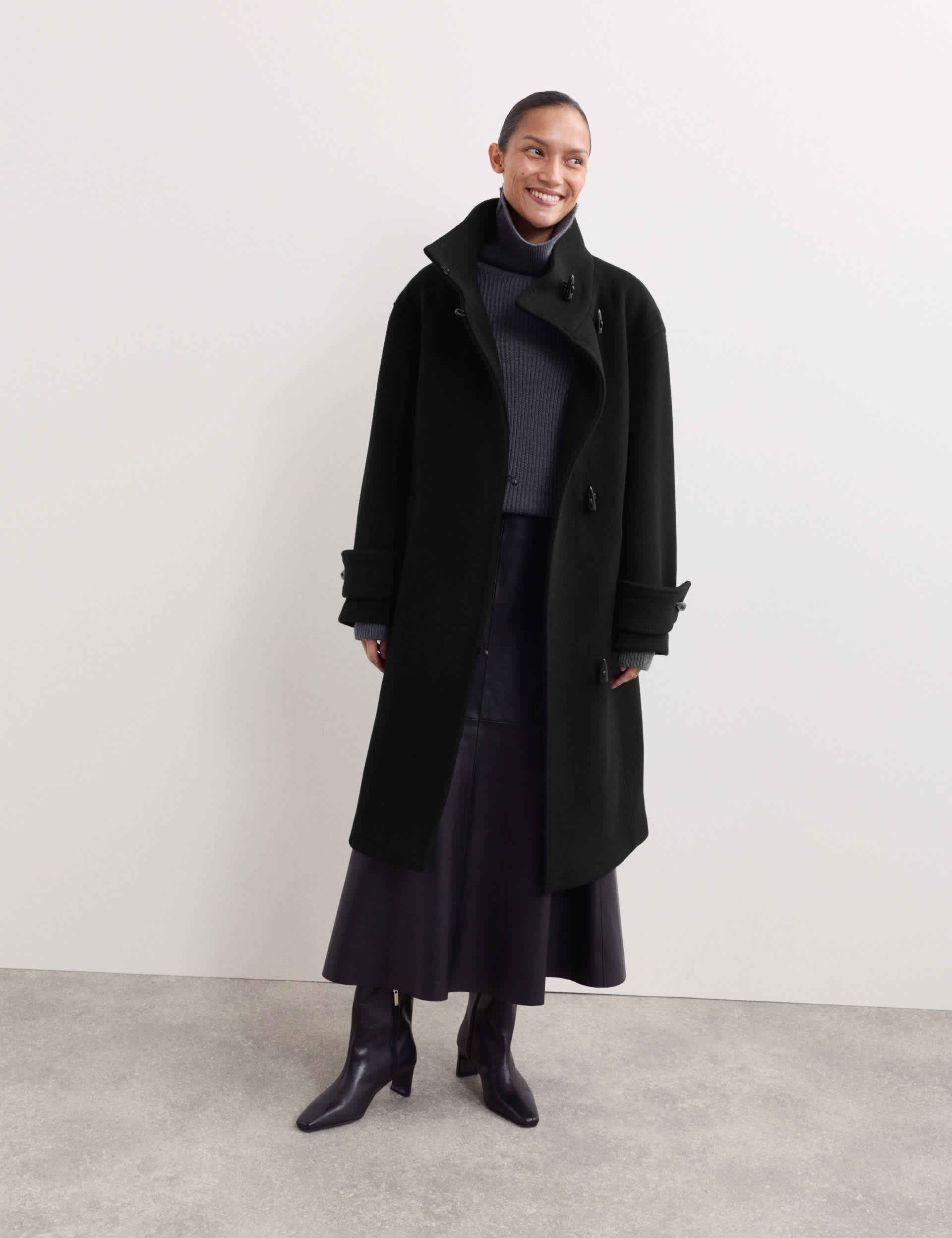 Pure Wool Funnel Neck Duffle Coat