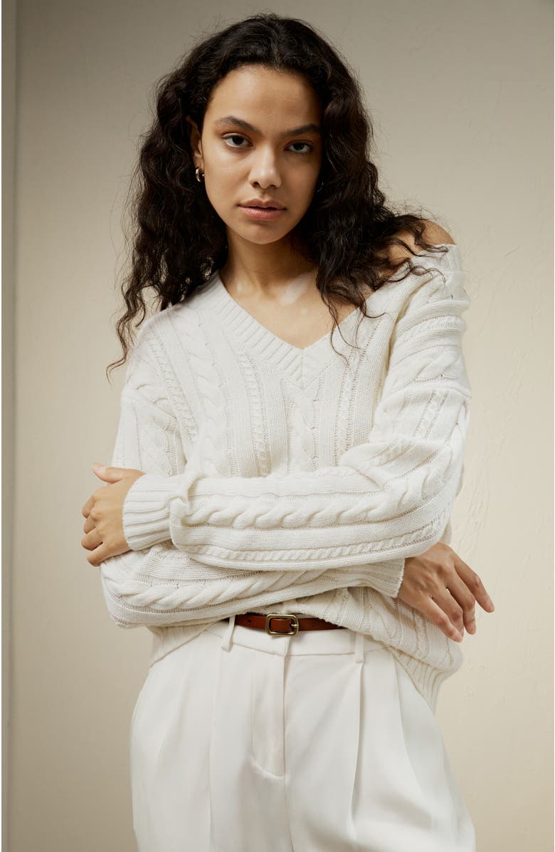 Women's Cable-Knit Wool-Cashmere Blend Sweater