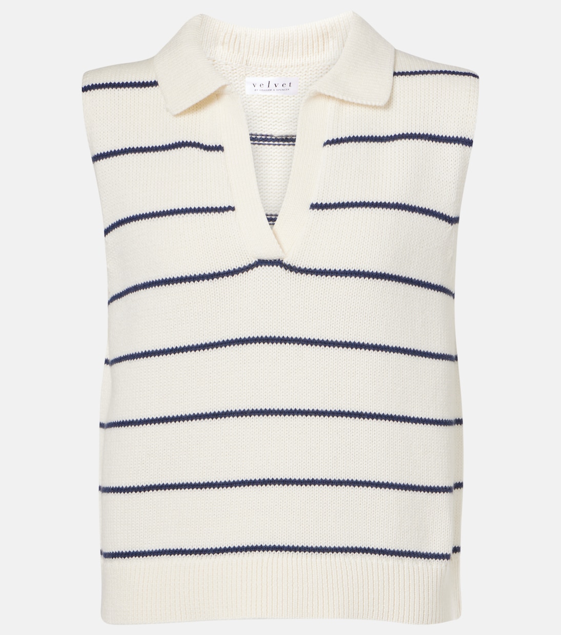 Nayla Cotton and Cashmere Sweater Vest in Blue - Velvet