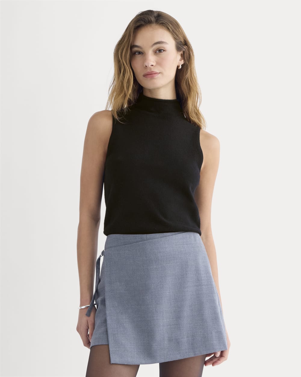 Cashmere Funnel-Neck Tank | Black - Xxs