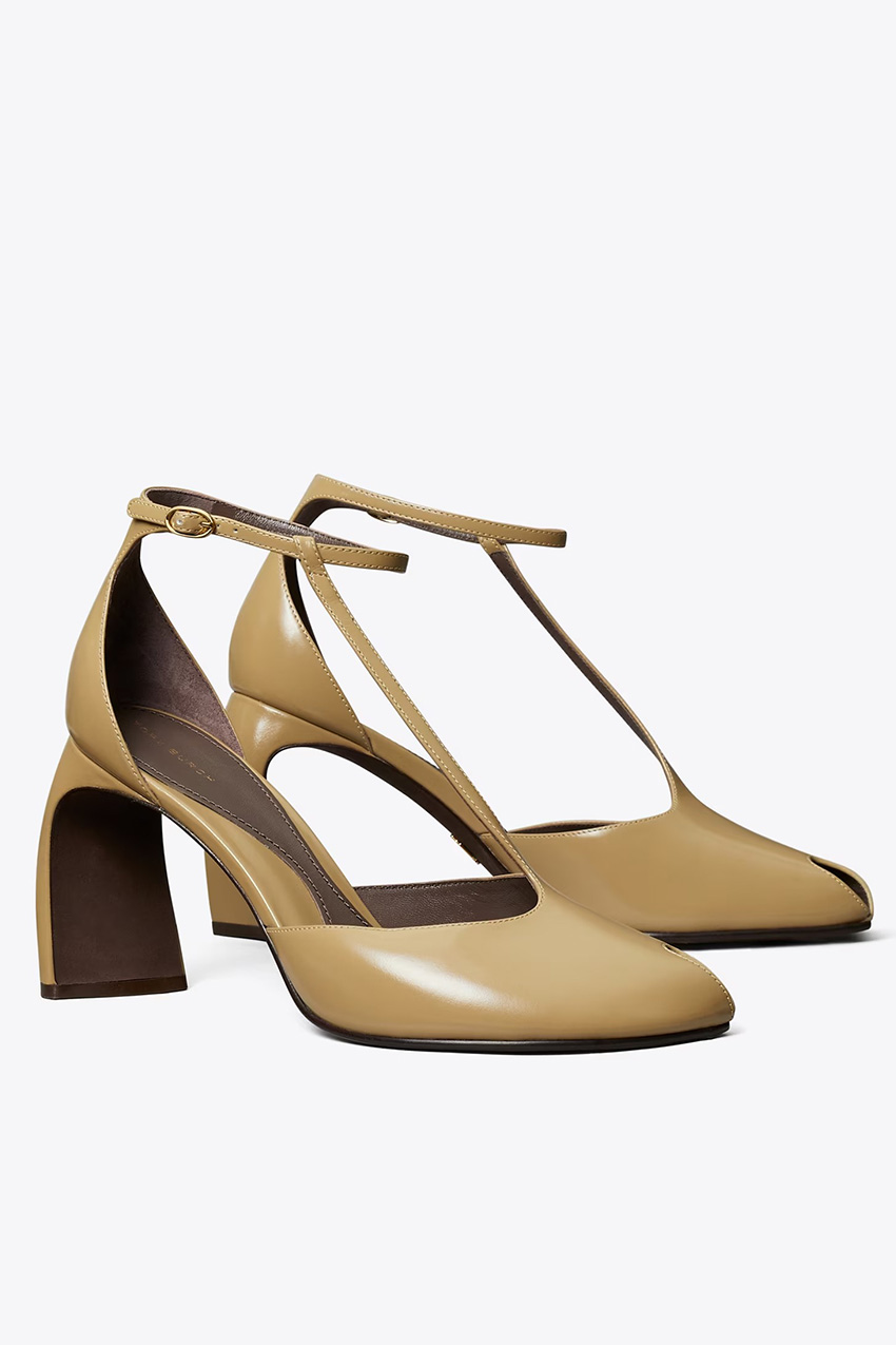 Peep-Toe T-Strap Heeled Sandal