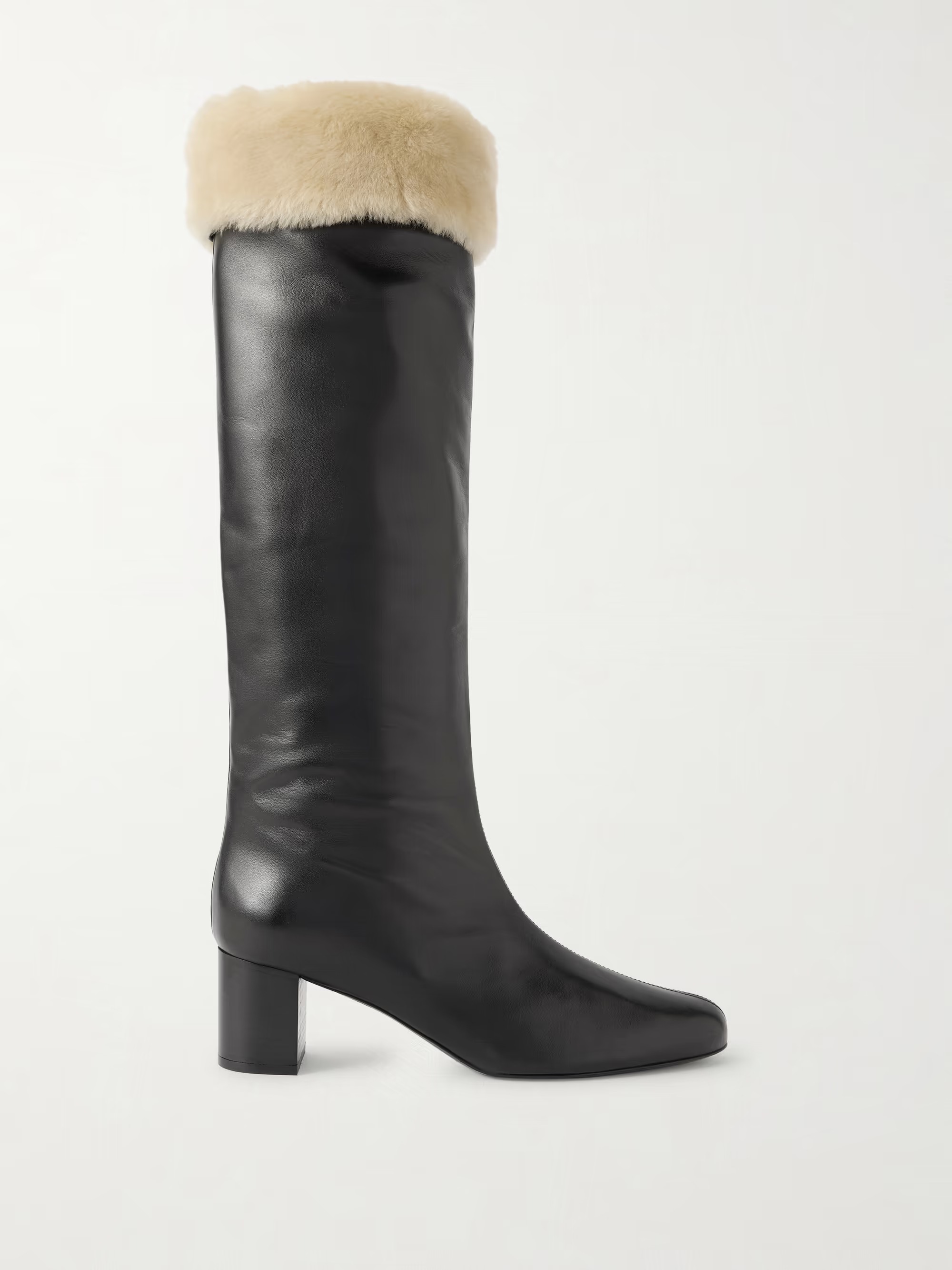 TOTEME, Downtown Shearling-Trimmed Leather Knee Boots