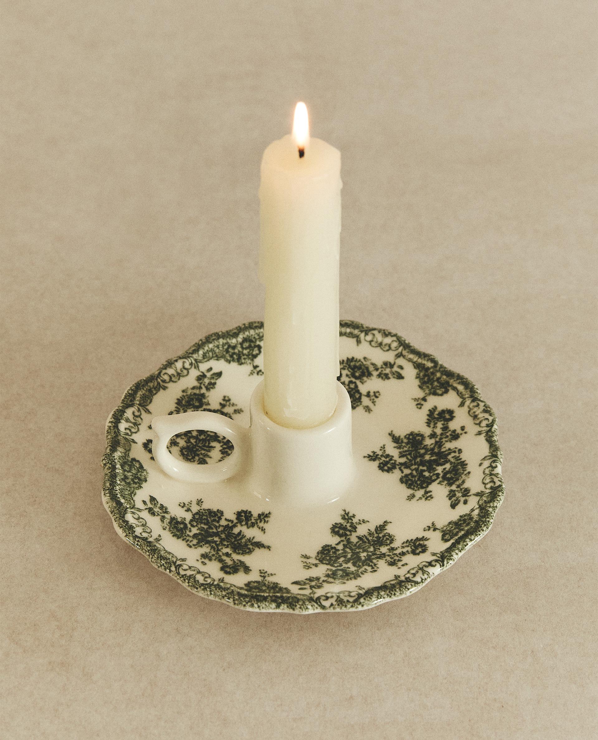 Floral Earthenware Candleholder