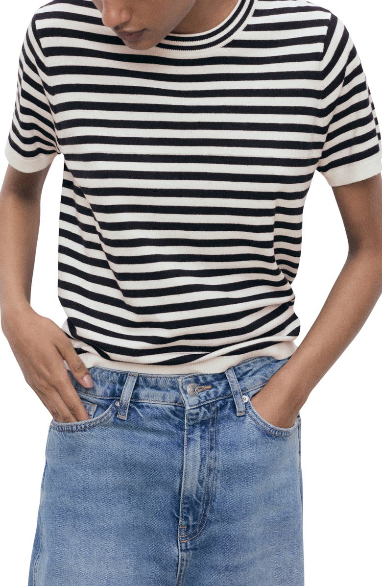 Stripe Short Sleeve Sweater