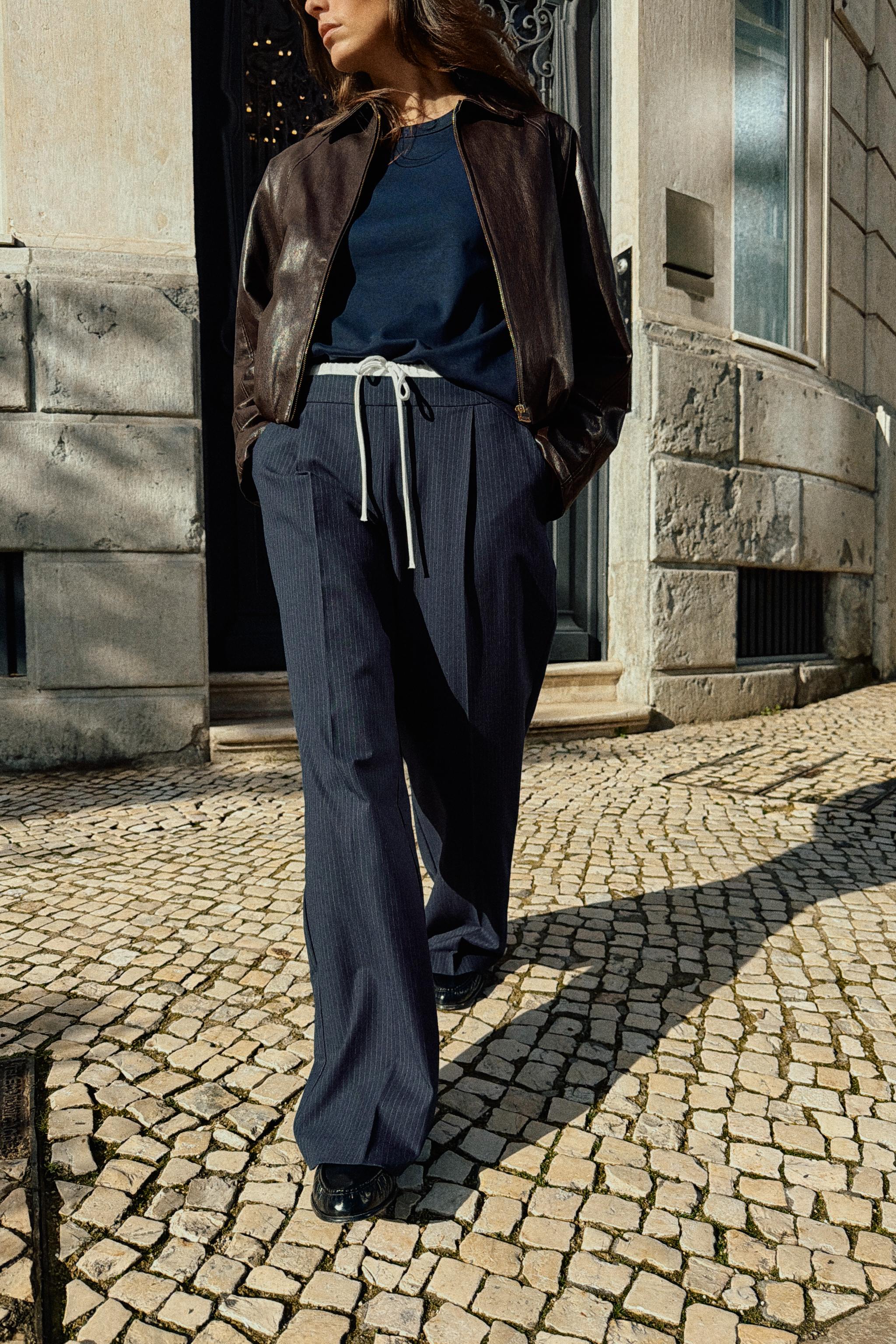 Wide-Leg Trousers With Double Waistband