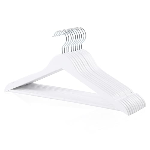 Amazon Basics Wood Suit Clothes Hangers, 10-Pack, 44 Cm, White