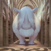 30-Foot Rhino Towers Inside Medieval Magdeburg Museum