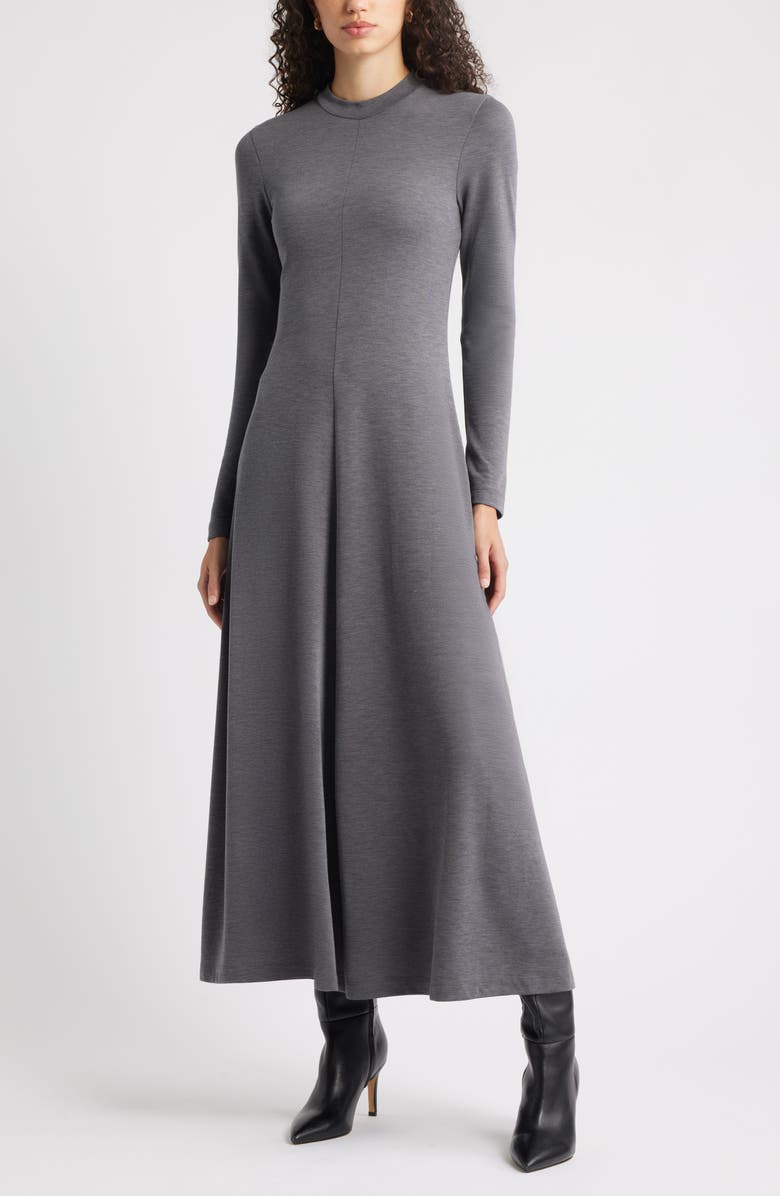Mock Neck Long Sleeve Maxi Dress