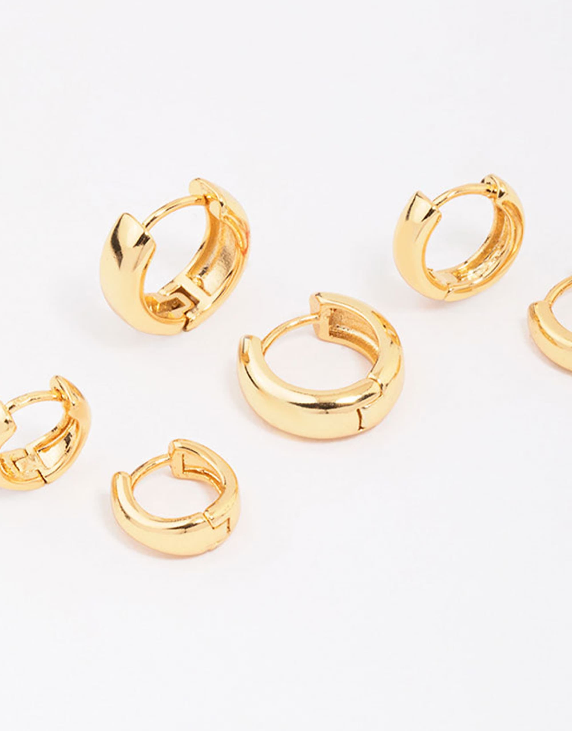 Lovisa Gold Plated Brass Graduating Hoop Earring 3-Pack in Gold